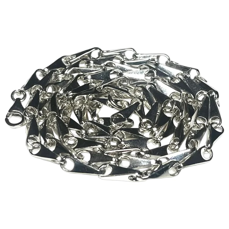 Estate Geometric Modernist Link 30" Sterling Silver Necklace (1 of 4)