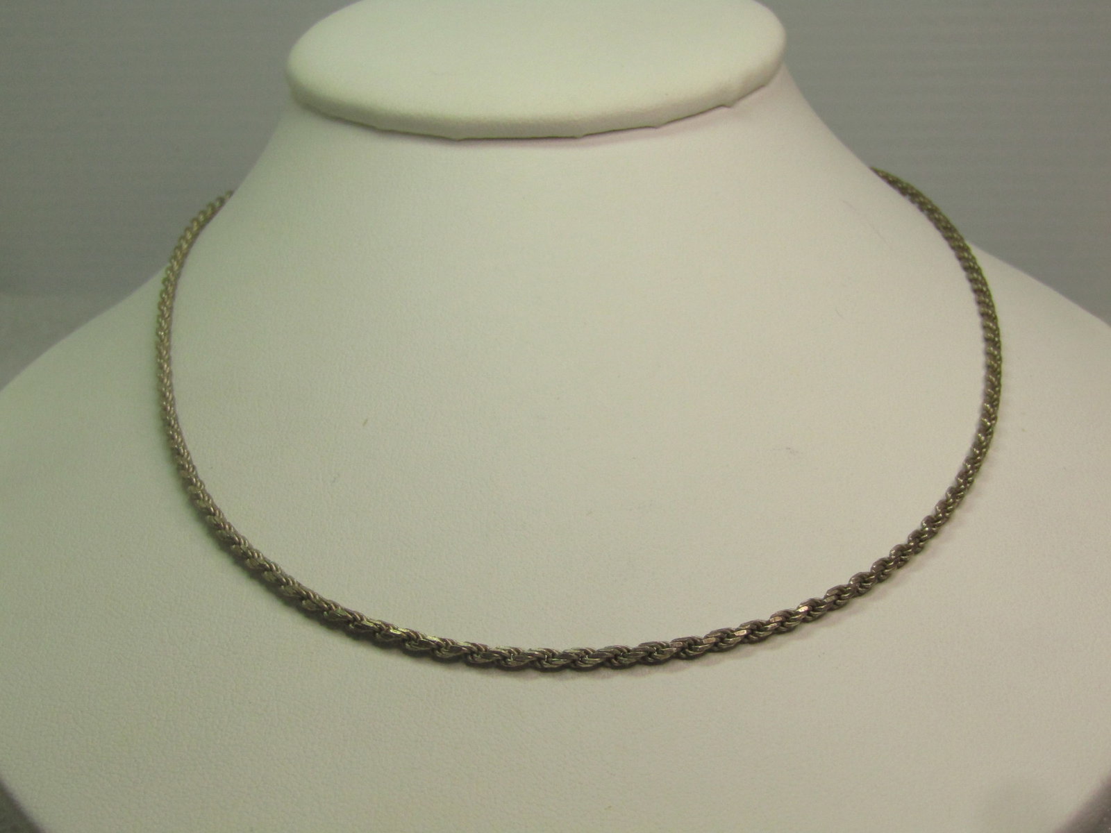 Vintage Sterling 2.5mm Rope Chain Necklace, 18", 1970's-1980's, Italy. Unisex (1 of 5)