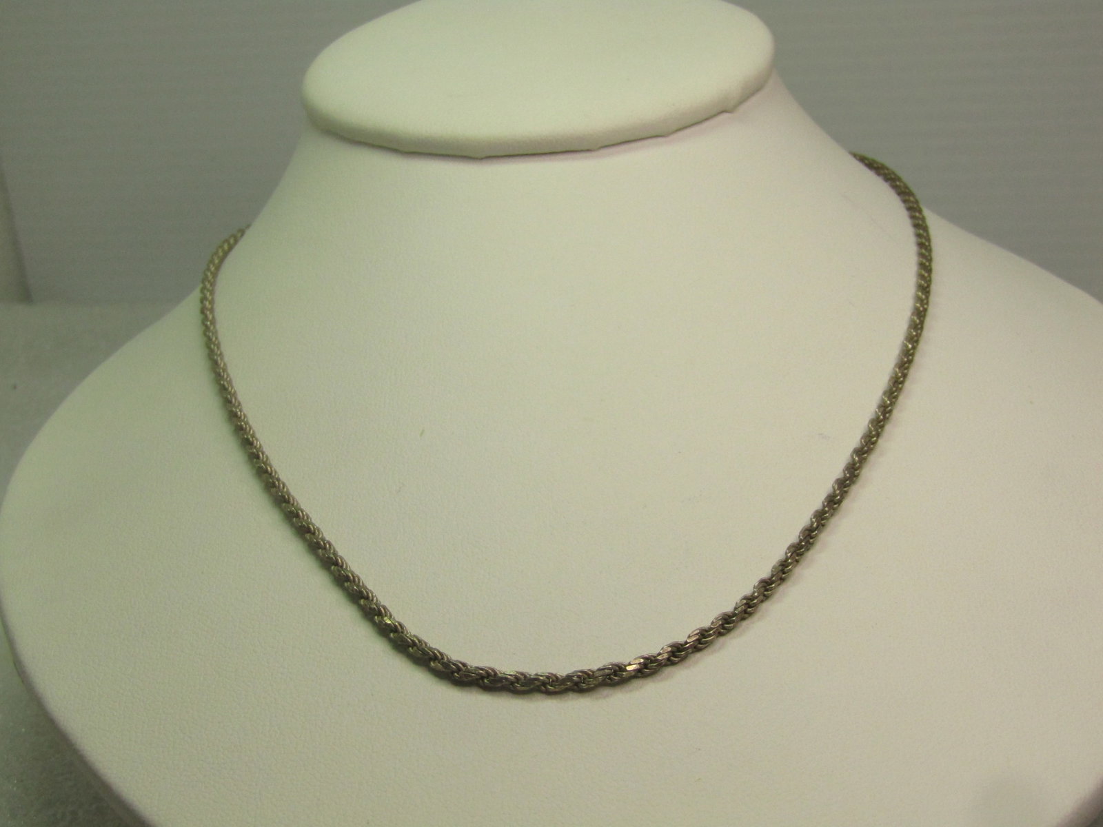 Vintage Sterling 2.5mm Rope Chain Necklace, 18", 1970's-1980's, Italy. Unisex - 2
