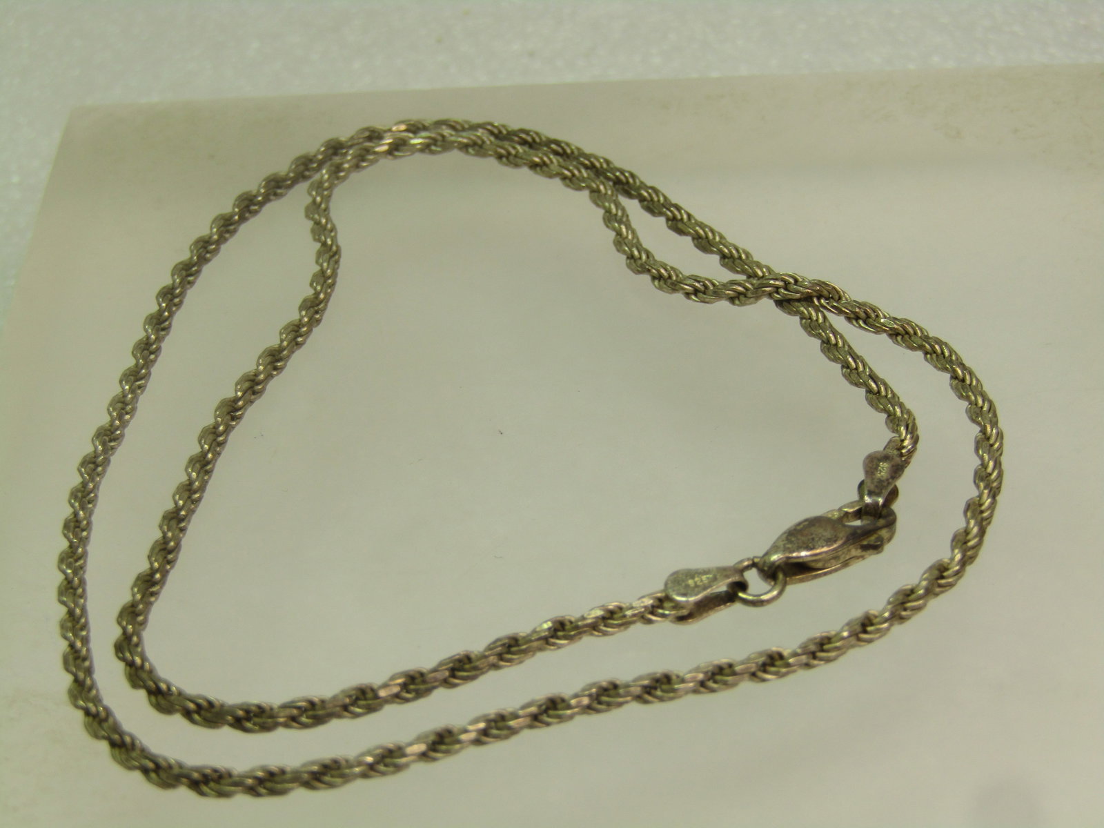 Vintage Sterling 2.5mm Rope Chain Necklace, 18", 1970's-1980's, Italy. Unisex - 3