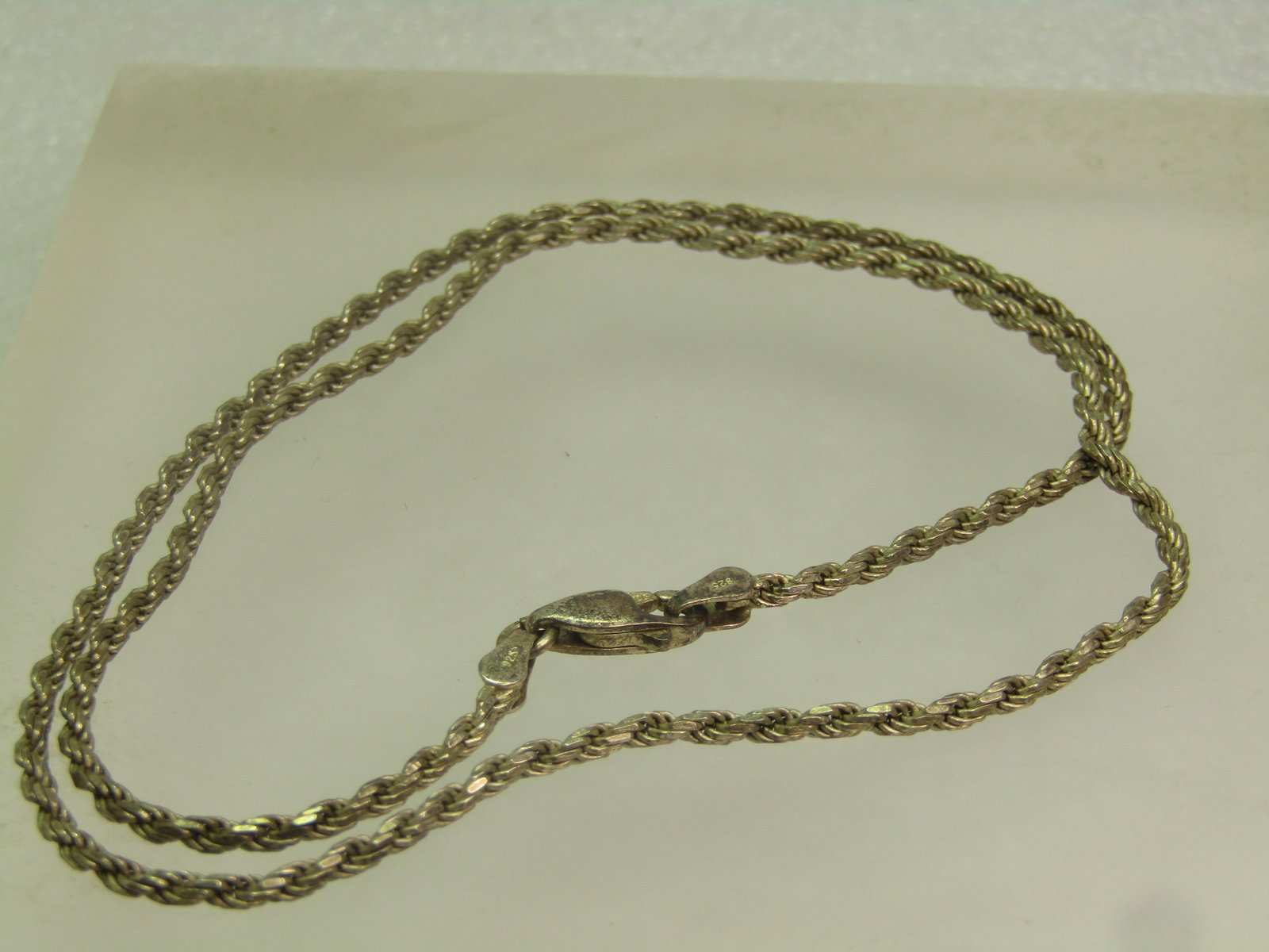 Vintage Sterling 2.5mm Rope Chain Necklace, 18", 1970's-1980's, Italy. Unisex - 4