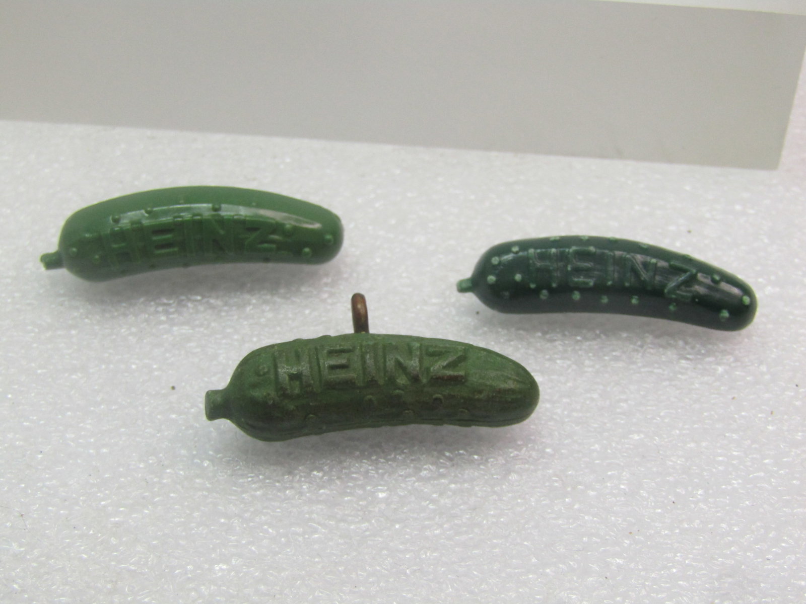 Vintage Gutta-Percha Heintz Pickle Charm and Two Pickle Brooches, 1800's-1910, and Mid-Century - 5