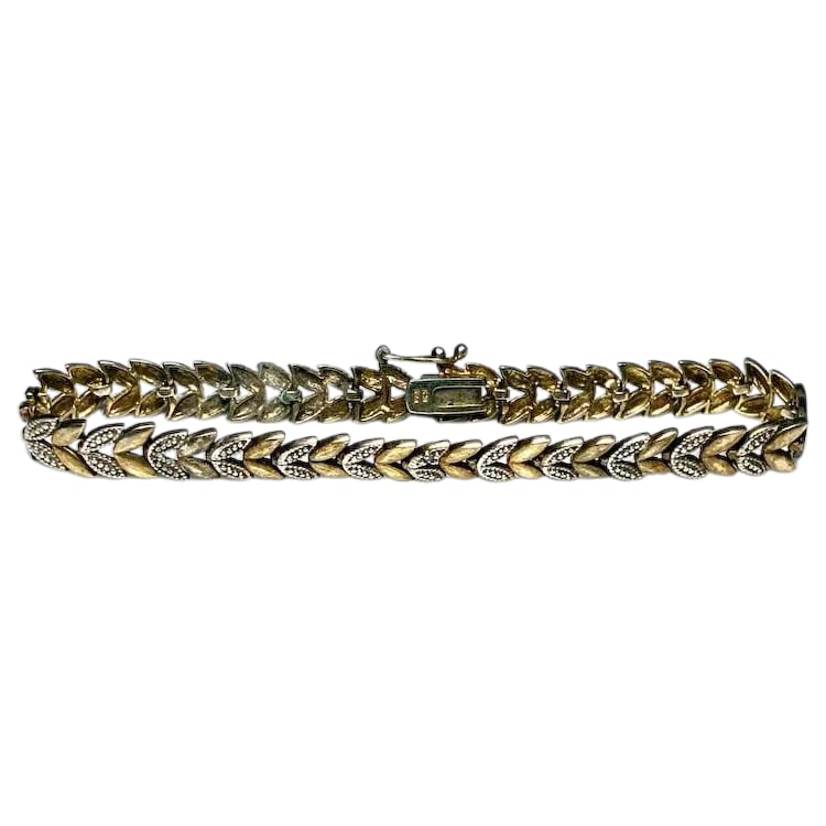 Vintage Sterling Silver Two Tone Leaf Tennis Bracelet (1 of 6)