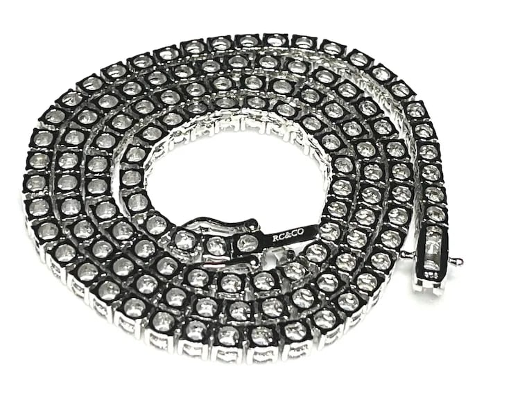 Estate Sterling Silver White Gold Plated Heavy 20" Tennis Necklace - 5