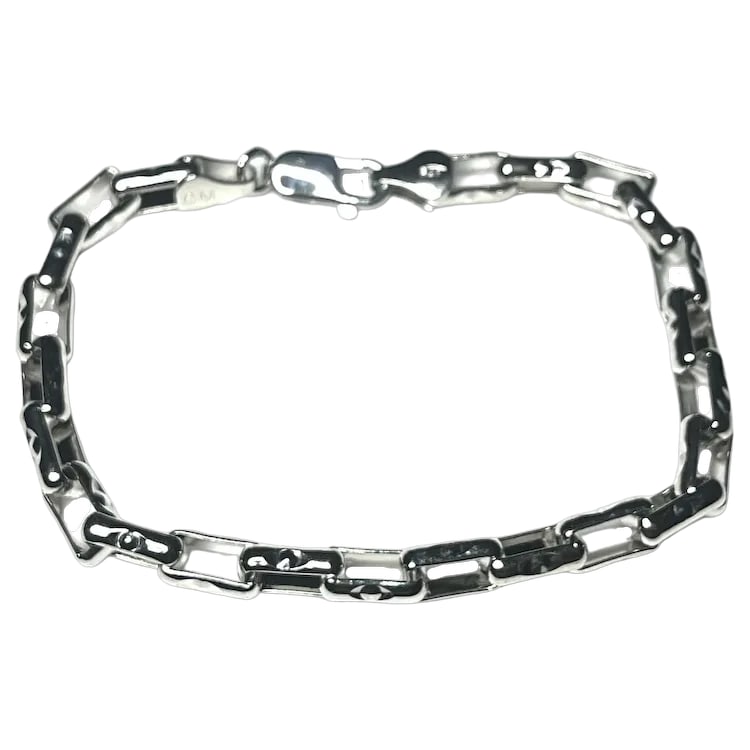 Estate Collier Chain Link Sterling Silvery GM ITALY Bracelet (1 of 5)