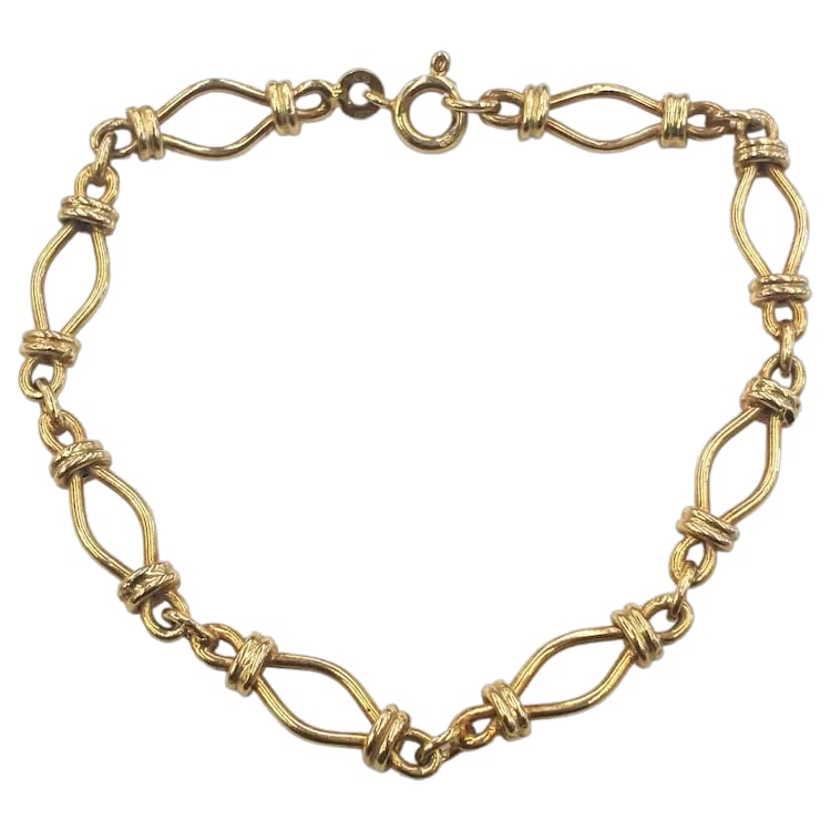 Vintage Italian 14k Yellow Gold Fancy Link Wire Link Bracelet (1 of 6)