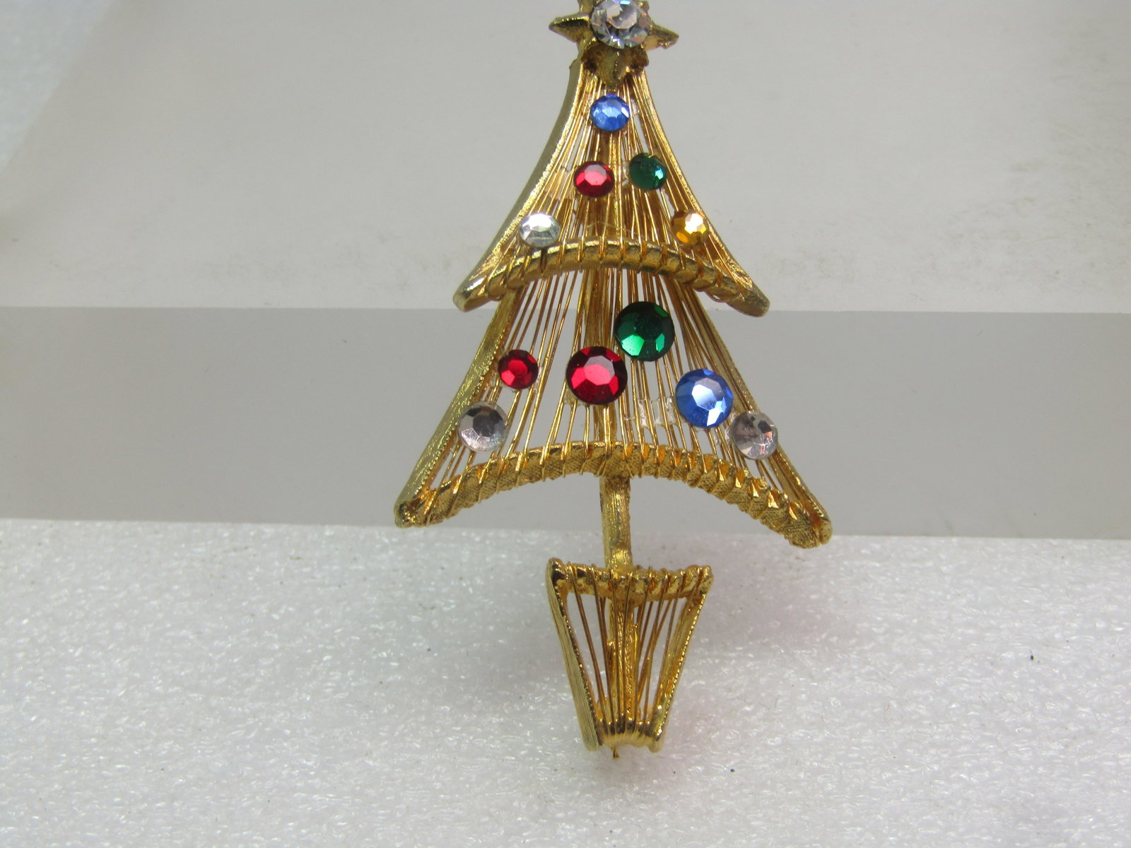 Vintage Rhinestone Christmas Tree Brooch, 1970's-1980's - 2