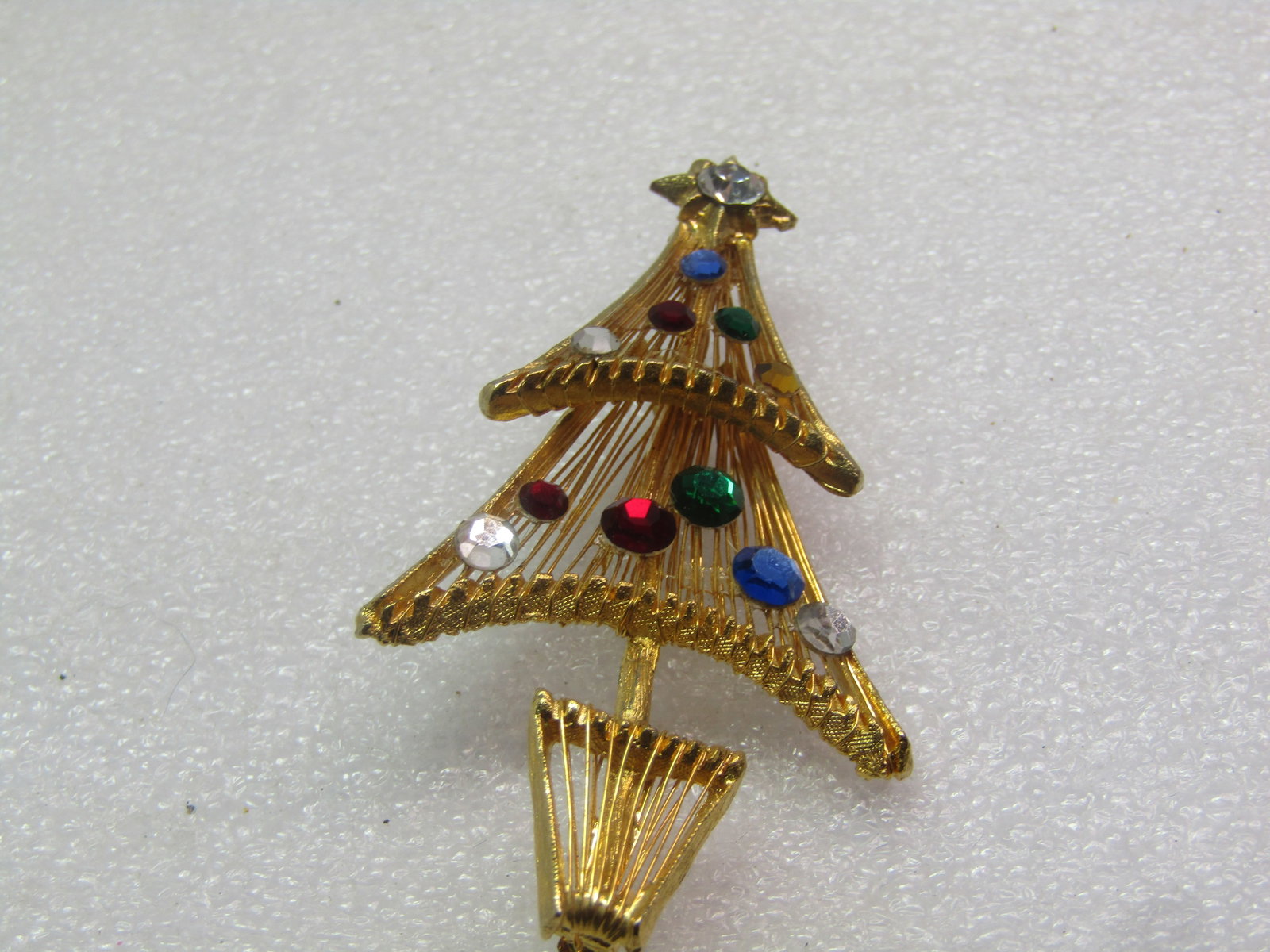 Vintage Rhinestone Christmas Tree Brooch, 1970's-1980's - 3