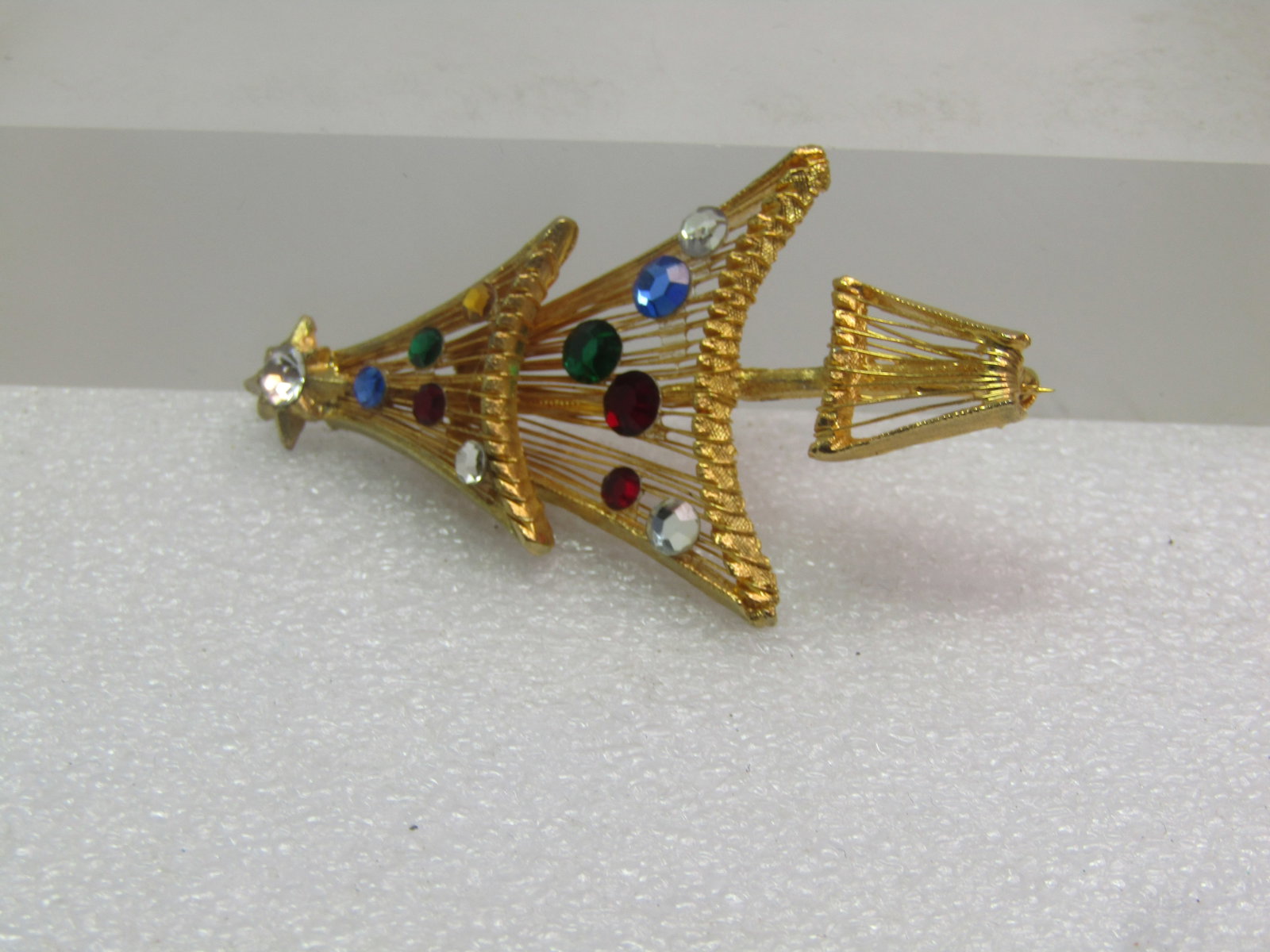 Vintage Rhinestone Christmas Tree Brooch, 1970's-1980's - 6