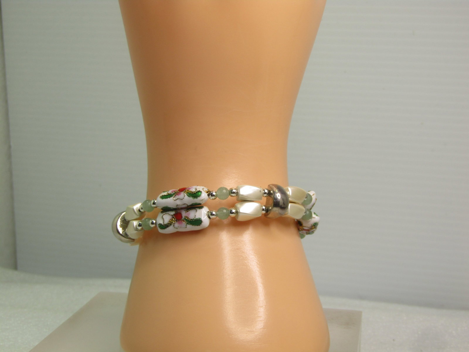 Vintage Cloisonne Double Strand Bracelet, Mixed Beads, 6.5", 1980's - 5
