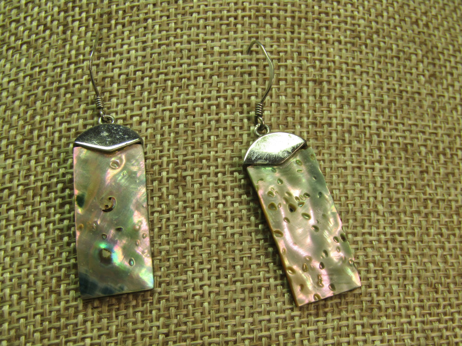 Vintage Sterling MOP/Abalone Drop Earrings, Pierced, 1990's - 2