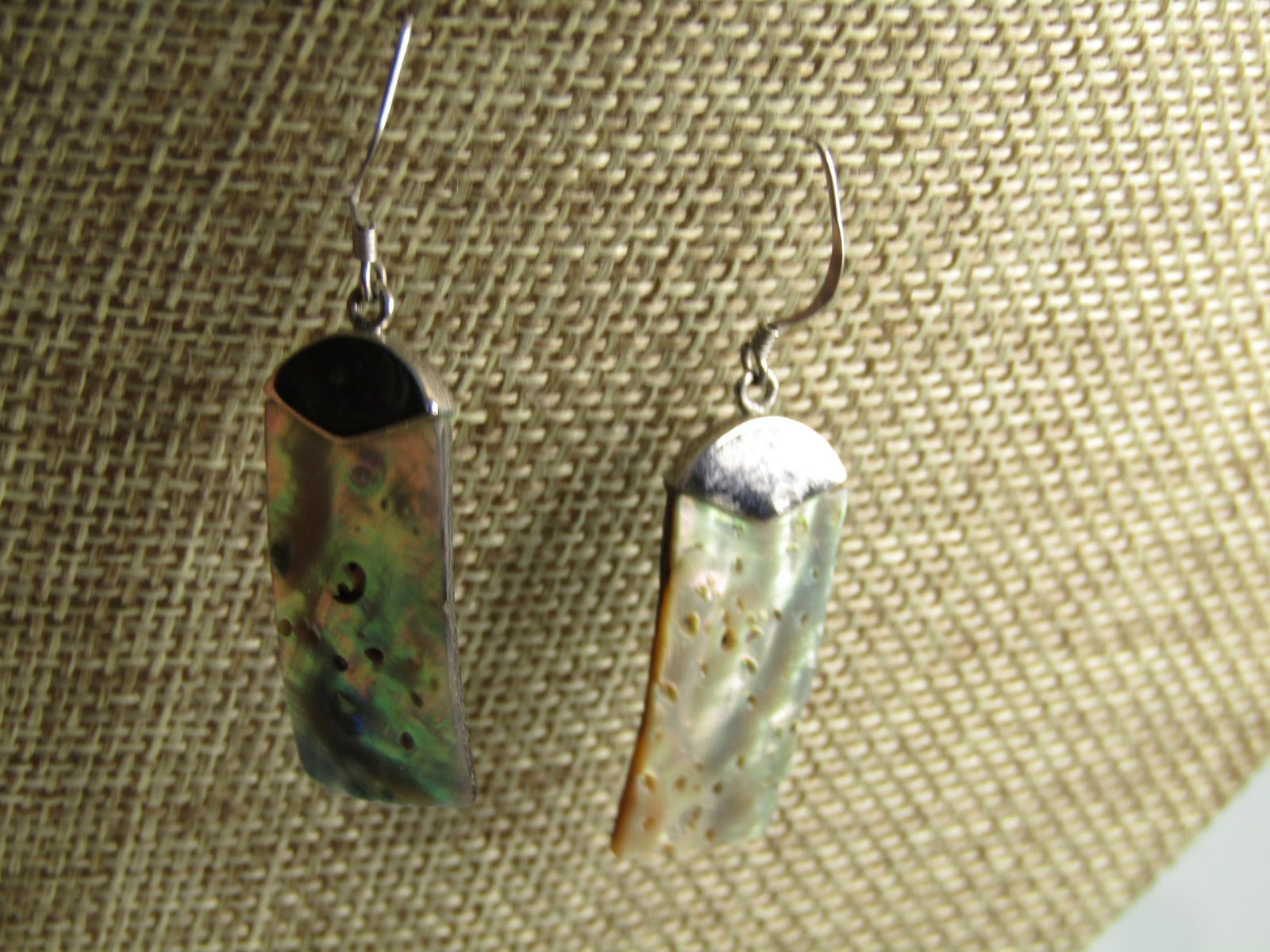 Vintage Sterling MOP/Abalone Drop Earrings, Pierced, 1990's - 4