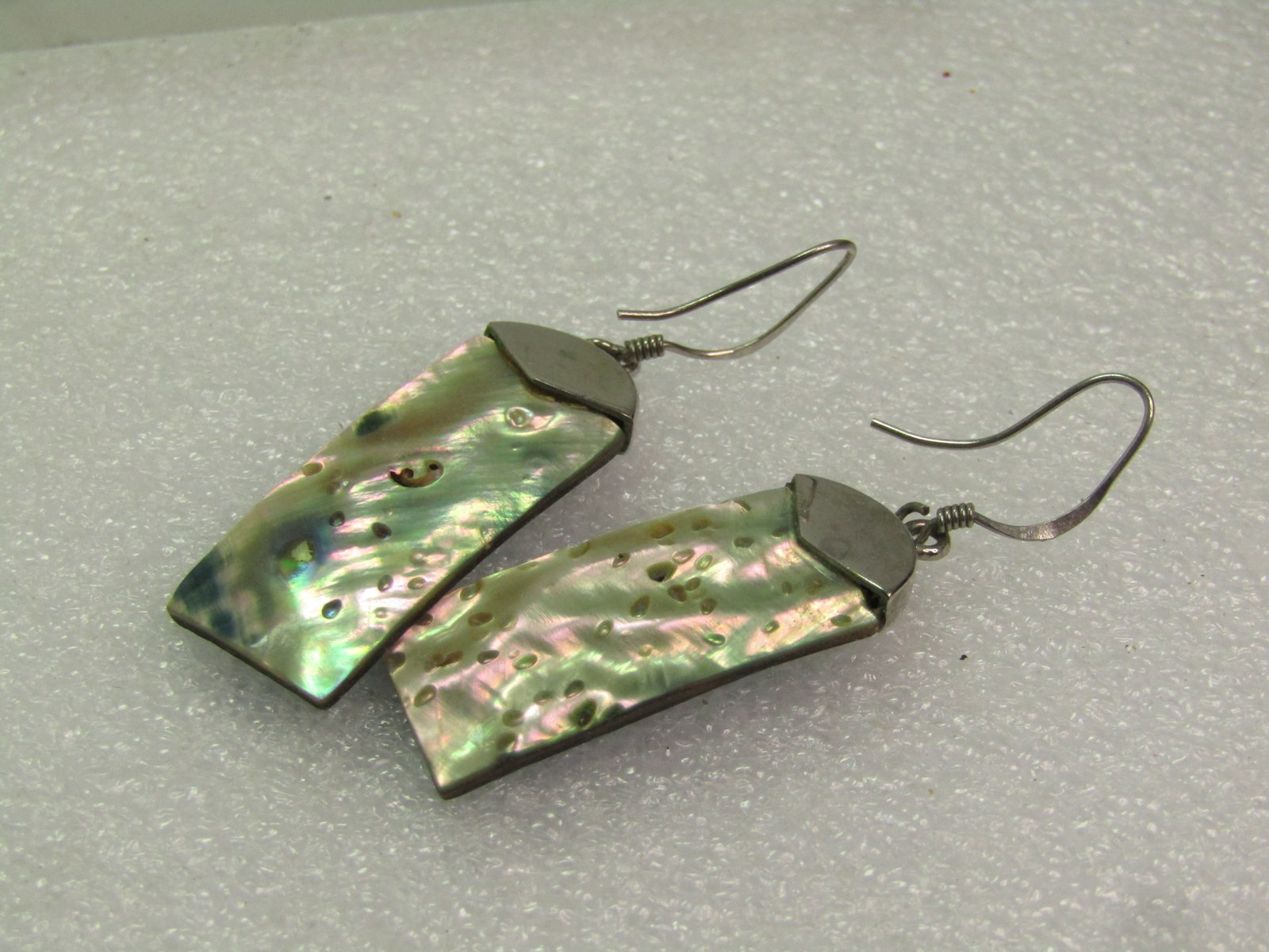 Vintage Sterling MOP/Abalone Drop Earrings, Pierced, 1990's - 6