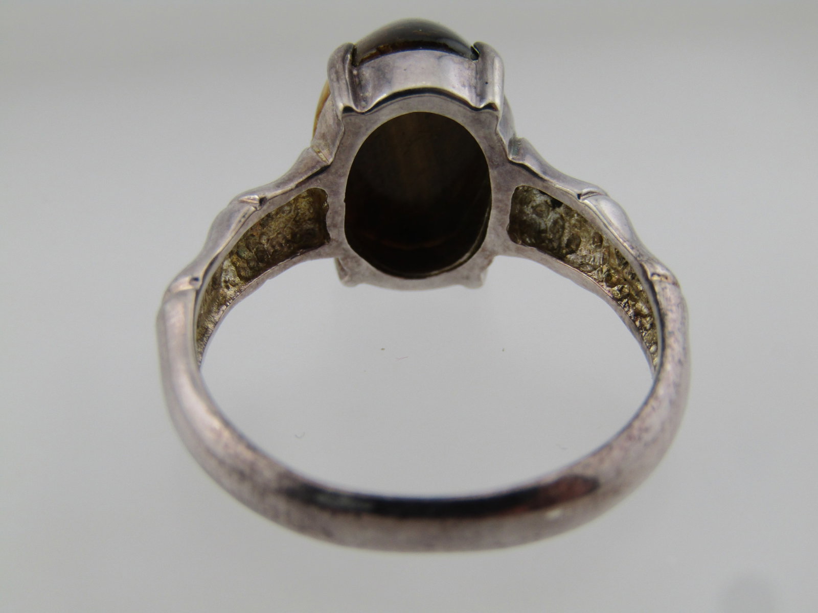 Vintage Sterling Tiger's Eye Bamboo Band Ring, Sz. 10.25, 1980's-1990's - 4