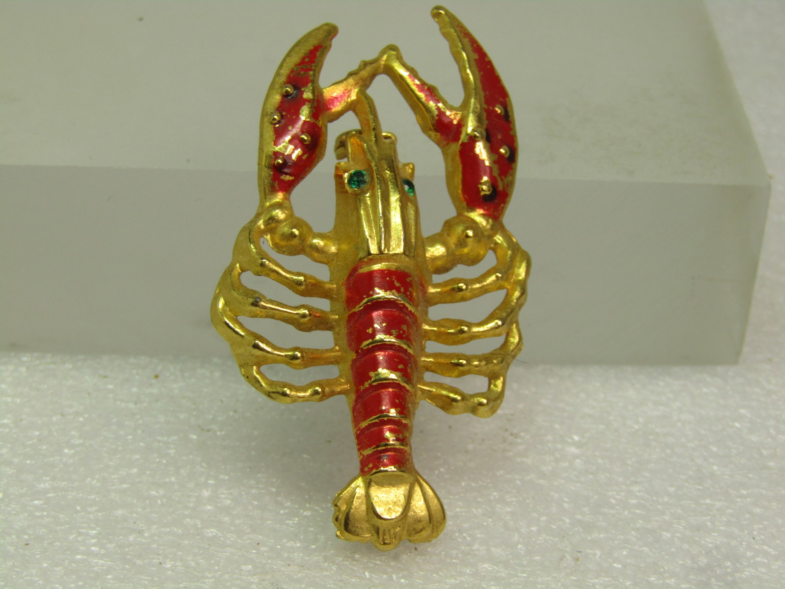 Vintage Red Enameled Lobster Brooch, 1950's - 2