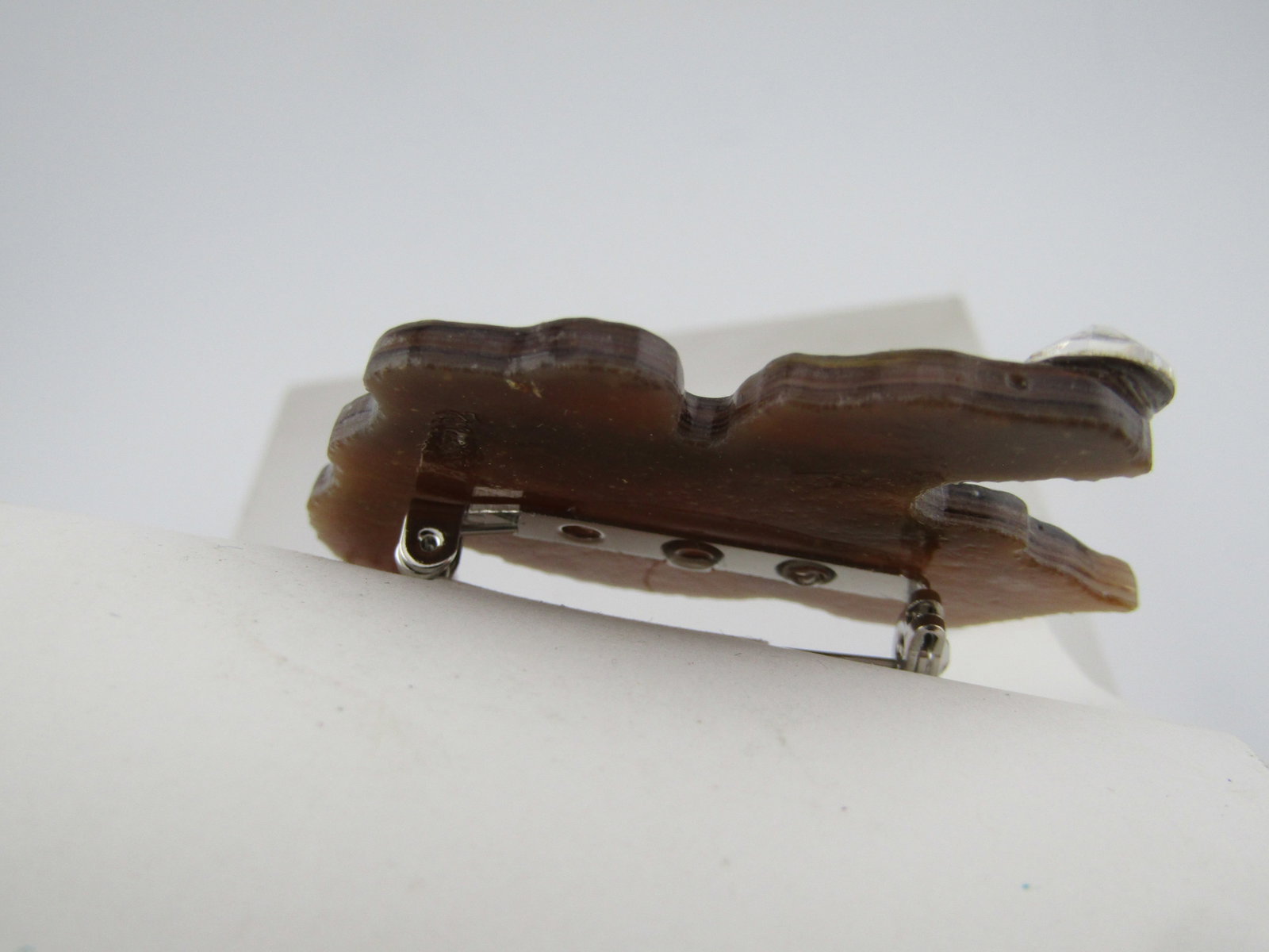 Vintage Fire Glass Cat Brooch, Swarovski Crystals, 1980's-1990's - 5