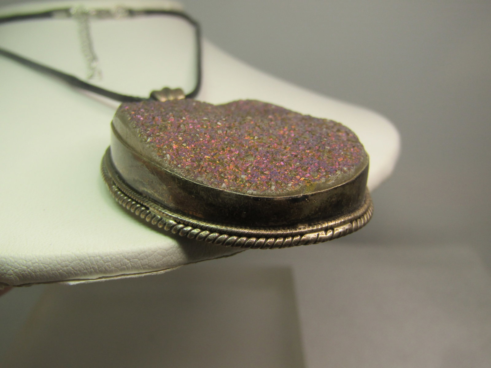 Vintage Sterling Druzy Quartz Necklace, 1970's-1980's, 24"-26" - 3