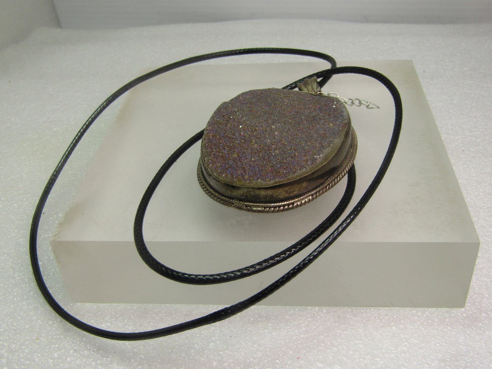 Vintage Sterling Druzy Quartz Necklace, 1970's-1980's, 24"-26" - 6