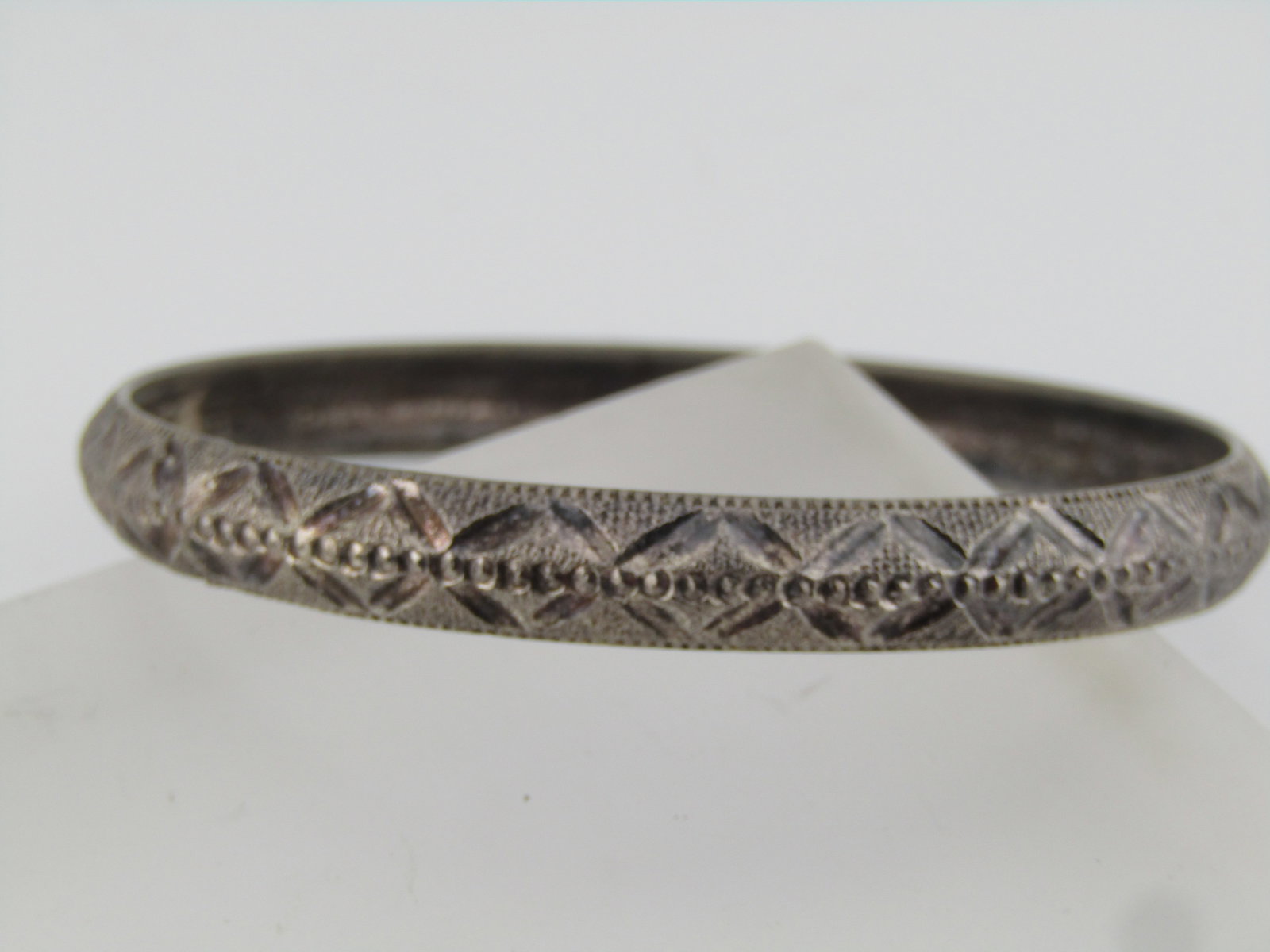 Vintage Silver Tone Cuff Bracelet, 8.25", Domed, 1970's-1980's - 2