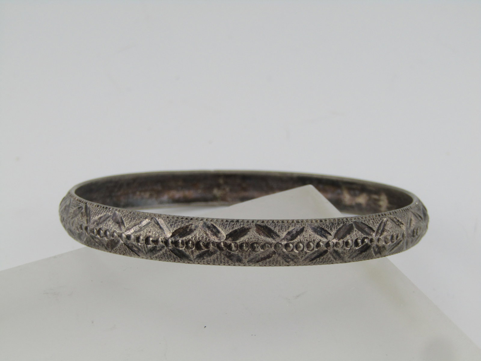 Vintage Silver Tone Cuff Bracelet, 8.25", Domed, 1970's-1980's - 3