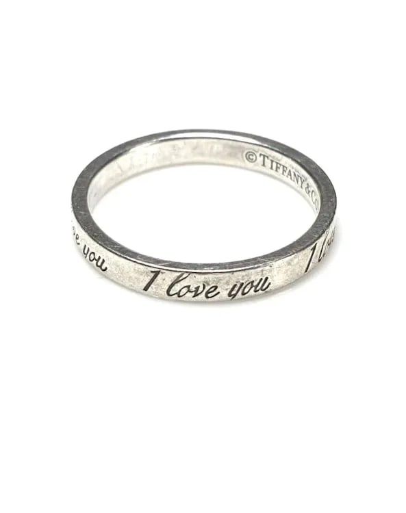 Tiffany and Co Sterling Silver I Love You Notes Narrow Band Ring - 4