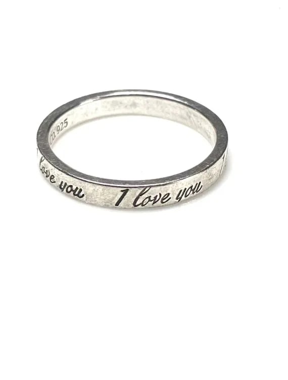 Tiffany and Co Sterling Silver I Love You Notes Narrow Band Ring - 5