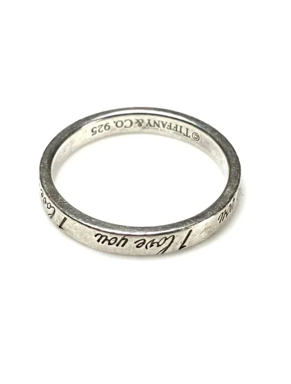 Tiffany and Co Sterling Silver I Love You Notes Narrow Band Ring - 7