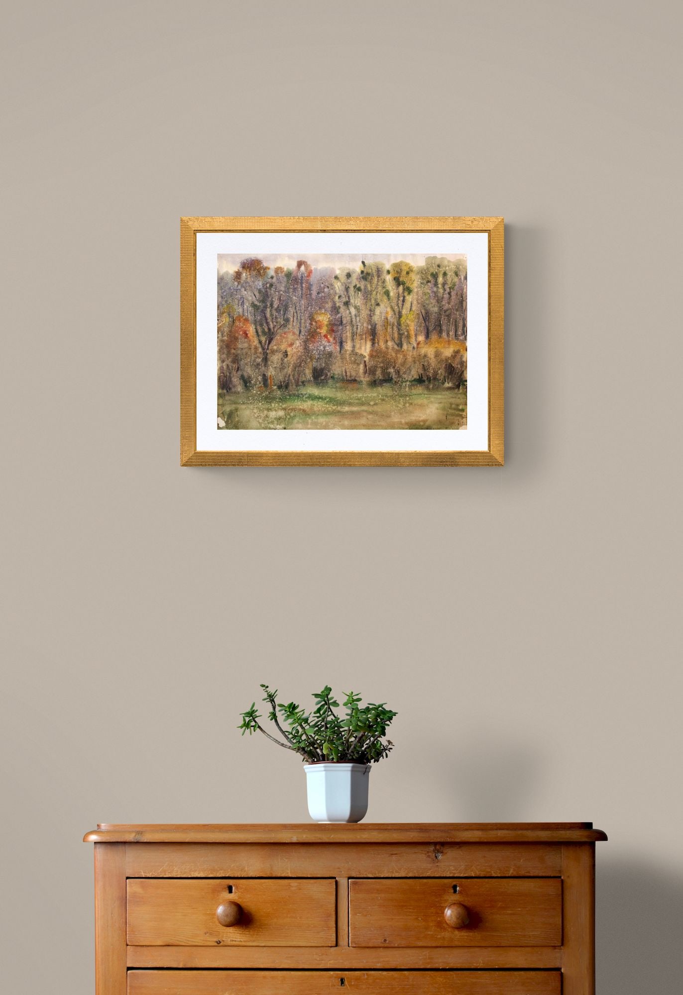 Unidentified (Ukrainian artist), "Autumn forest", watercolor on paper - 2