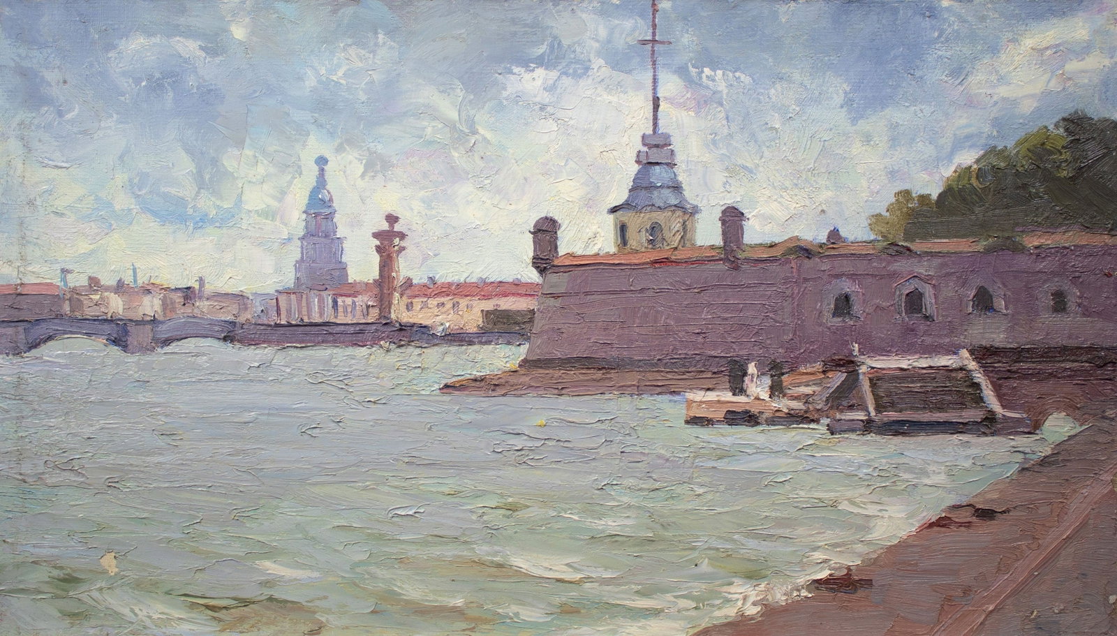 Netrebenko Olexandr (Ukrainian artist), "Fresh breeze. Neva river", oil on canvas (1 of 3)