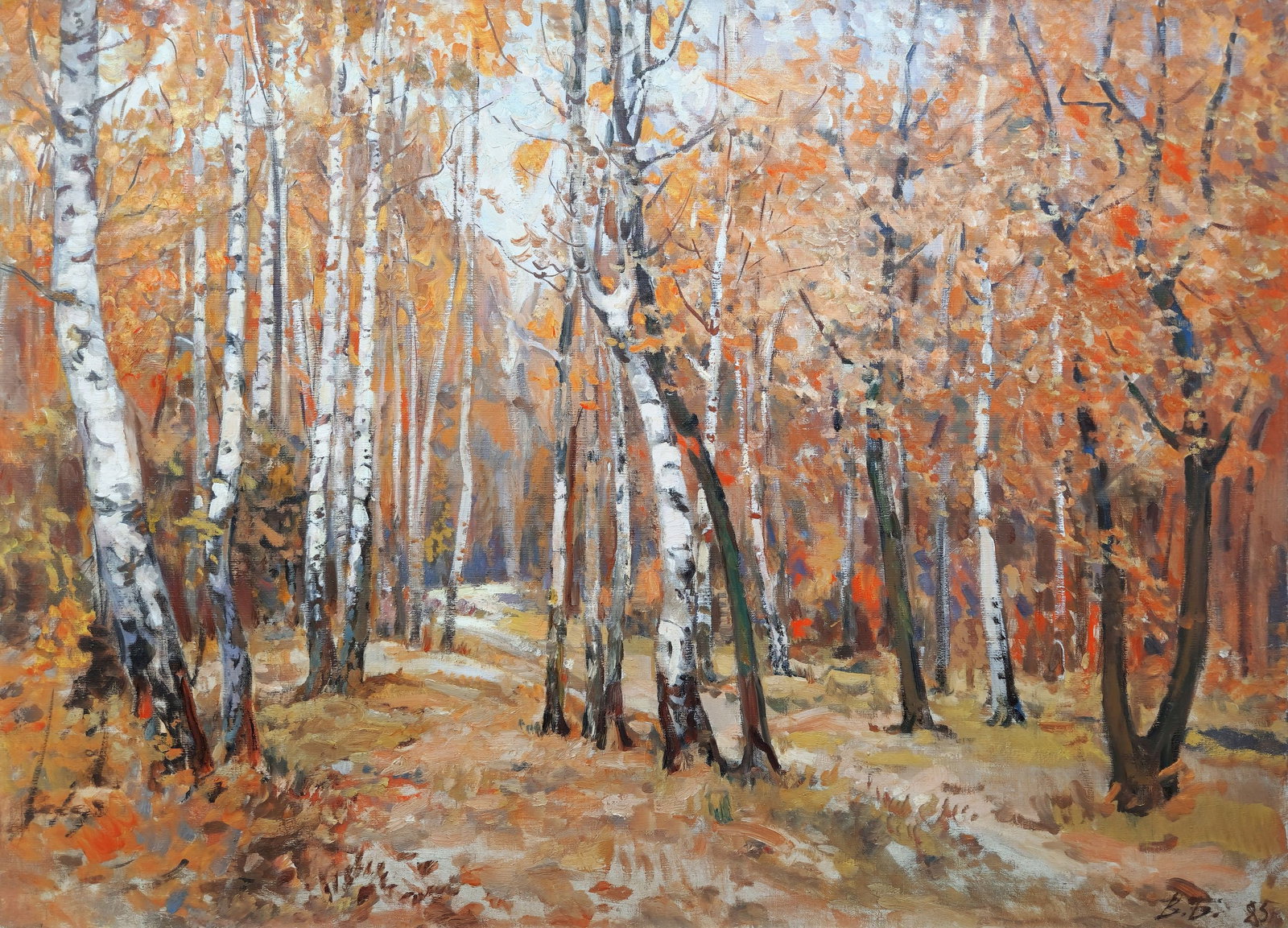 Babentsov Viktor (Ukrainian artist), "Birches", oil on canvas: Title: Babentsov Viktor (Ukrainian artist), "Birches", oil on canvas Description: ARTIST: Babentsov Viktor Volodymyrovych, Ukrainian artist TITLE: "Birches" SIZE: 110 x 150 cm, (43 1/4 x 59 in.) MEDIU