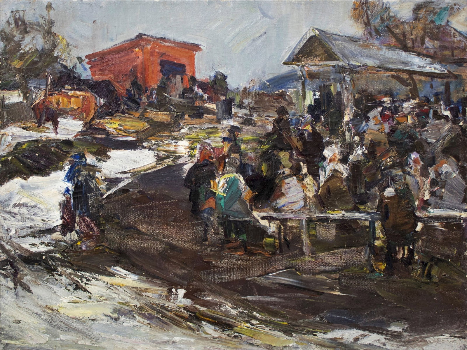 Unidentified (Ukrainian artist), "Market day", oil on canvas (1 of 3)