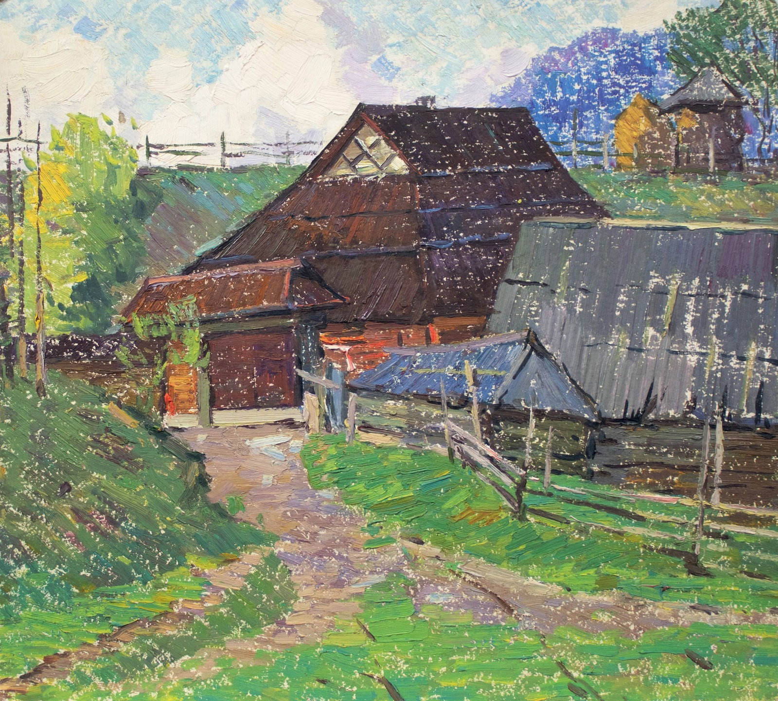 Sevastyanov Victor (Ukrainian artist), "House in the Carpathian region", oil on cardboard: Title: Sevastyanov Victor (Ukrainian artist), "House in the Carpathian region", oil on cardboard Description: ARTIST: Sevastyanov Victor Grigorovich, Ukrainian artist TITLE: "House in the Carpathian