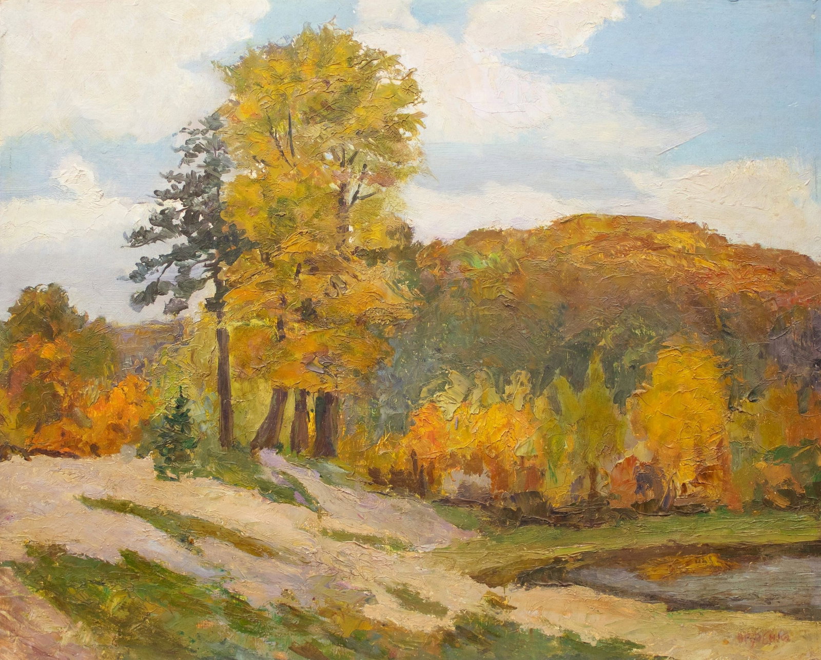 Rudenko Volodymyr (Ukrainian artist), "In Lviv", oil on cardboard: Title: Rudenko Volodymyr (Ukrainian artist), "In Lviv", oil on cardboard Description: ARTIST: Rudenko Volodymyr Mykhaylovich, Ukrainian artist TITLE: "In Lviv" SIZE: 51 x 61 cm, (20 x 24 in.) MEDIUM: