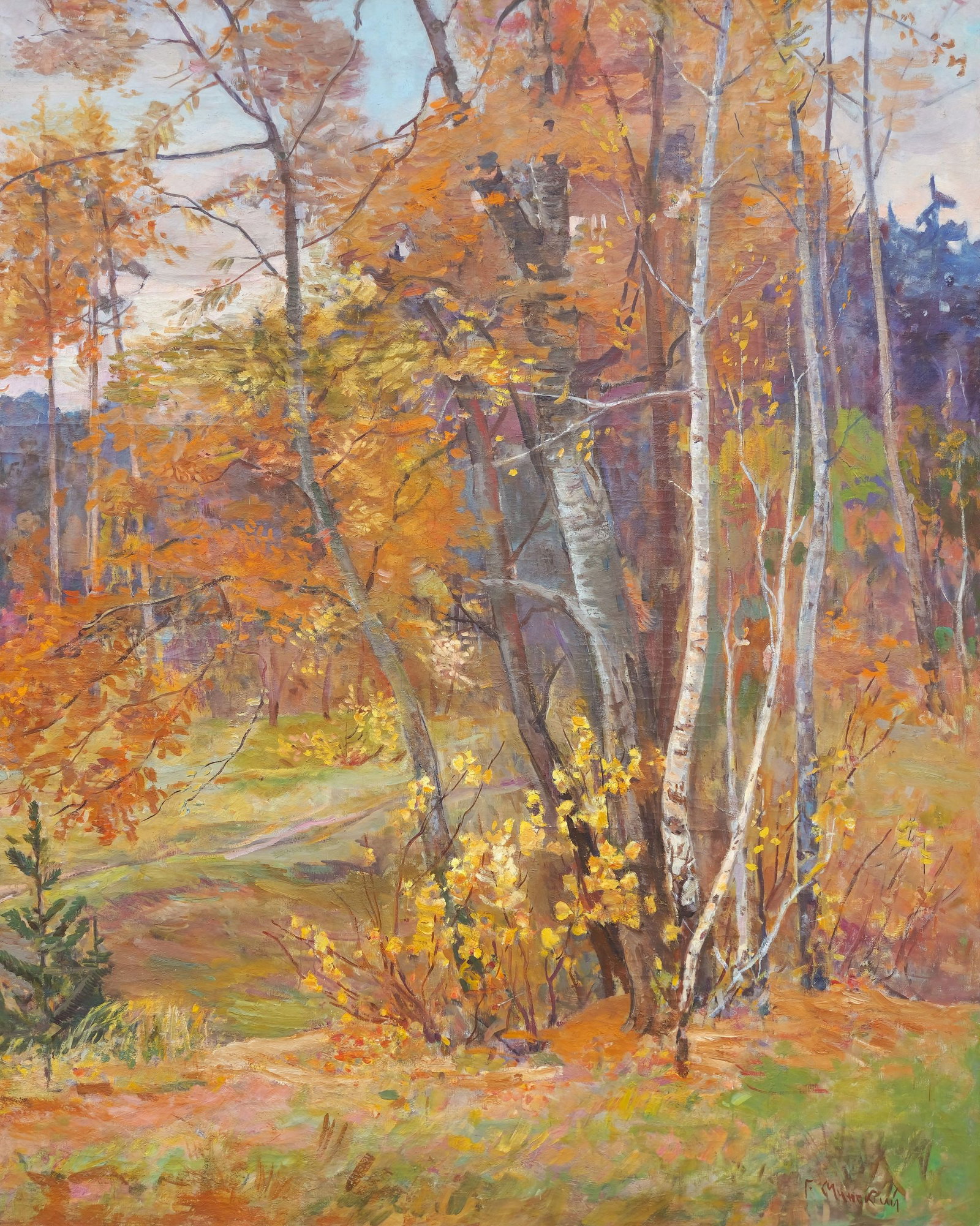 Minskiy Grigory (Ukrainian artist), "Autumn", oil on canvas: Title: Minskiy Grigory (Ukrainian artist), "Autumn", oil on canvas Description: ARTIST: Minskiy Grigory Semyonovich, Ukrainian artist TITLE: "Autumn" SIZE: 200 x 160 cm, (78 3/4 x 63 in.) MEDIUM: oil 