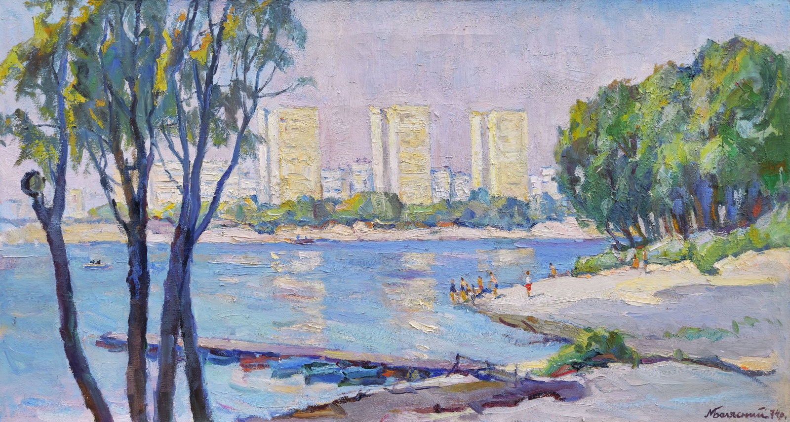 Balyasniy Mykhaylo (Ukrainian artist), "Rusanivka", oil on canvas: Title: Balyasniy Mykhaylo (Ukrainian artist), "Rusanivka", oil on canvas Description: ARTIST: Balyasniy Mykhaylo Matviyovich, Ukrainian artist TITLE: "Rusanivka" SIZE: 60 x 110 cm, (23 2/4 x 43 1/4 in