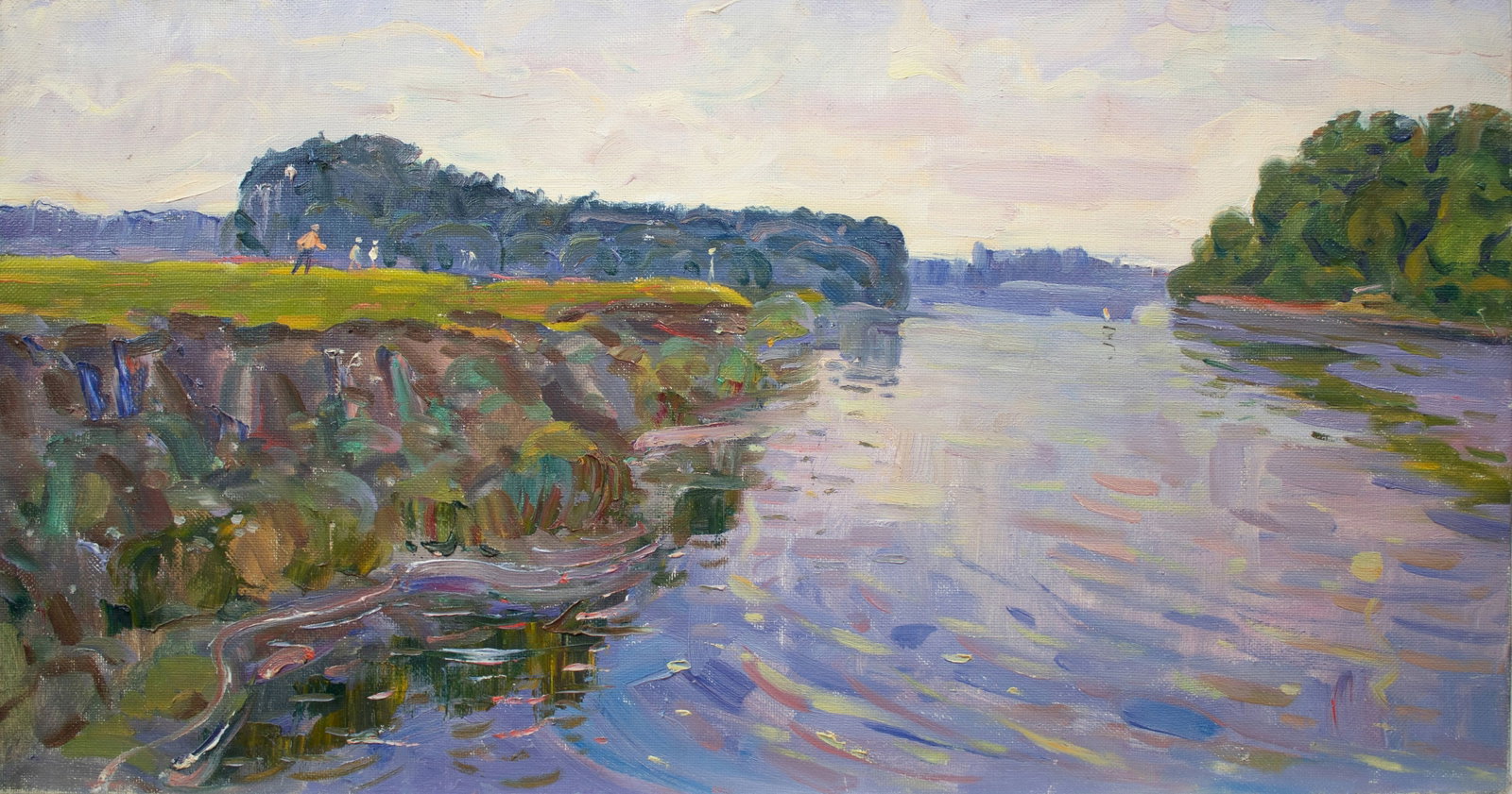 Tyukha Ivan (Ukrainian artist), "River", oil on canvas: Title: Tyukha Ivan (Ukrainian artist), "River", oil on canvas Description: ARTIST: Tyukha Ivan Andriyovich, Ukrainian artist TITLE: "River" SIZE: 40 x 75 cm, (15 3/4 x 29 2/4 in.) MEDIUM: oil on canva