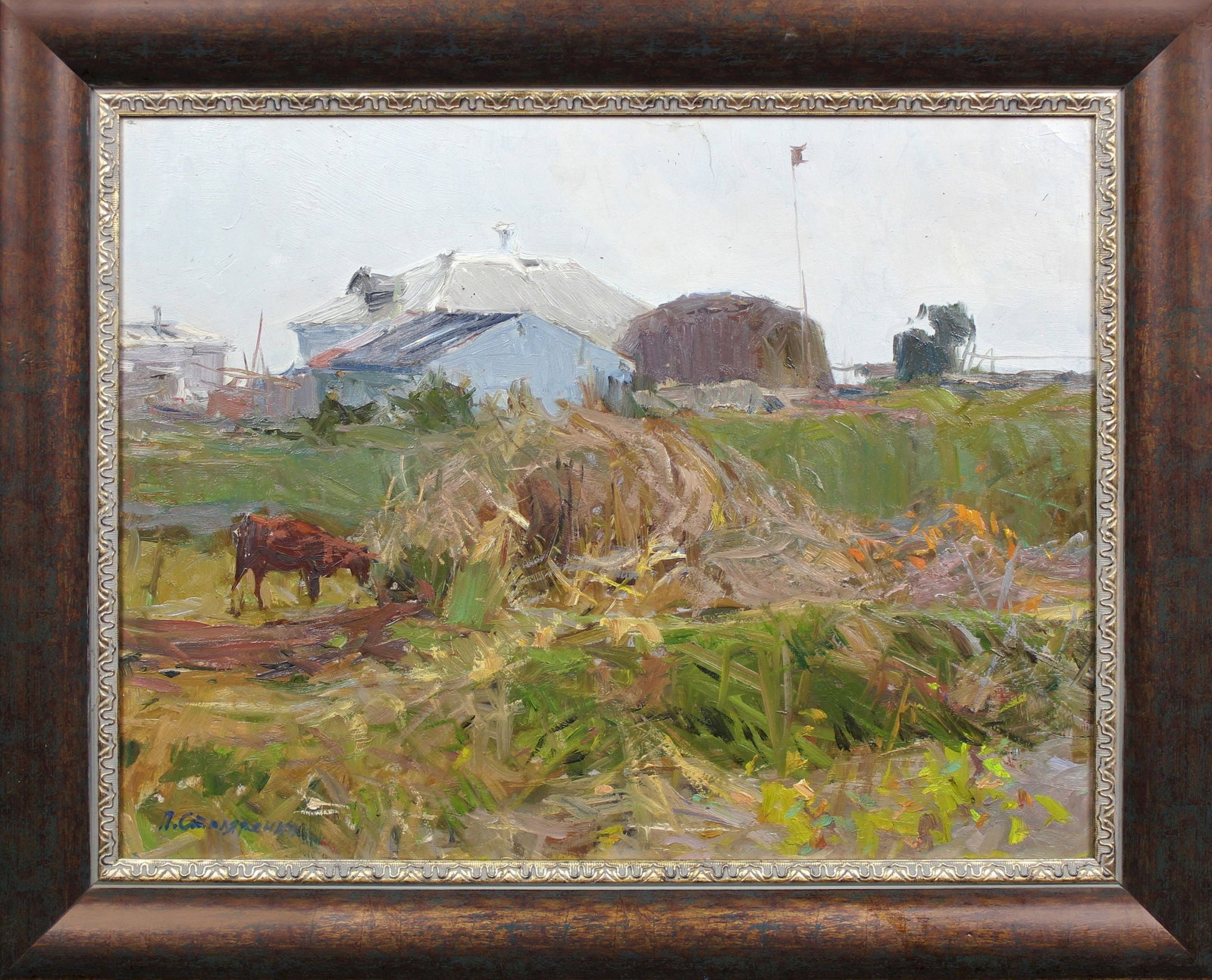 Stolyarenko Petro (Ukrainian artist), "House", oil on canvas: Title: Stolyarenko Petro (Ukrainian artist), "House", oil on canvas Description: ARTIST: Stolyarenko Petro Kuzmich, Ukrainian artist TITLE: "House" SIZE: 54 x 70 cm, (21 1/4 x 27 2/4 in.) MEDIUM: oil 