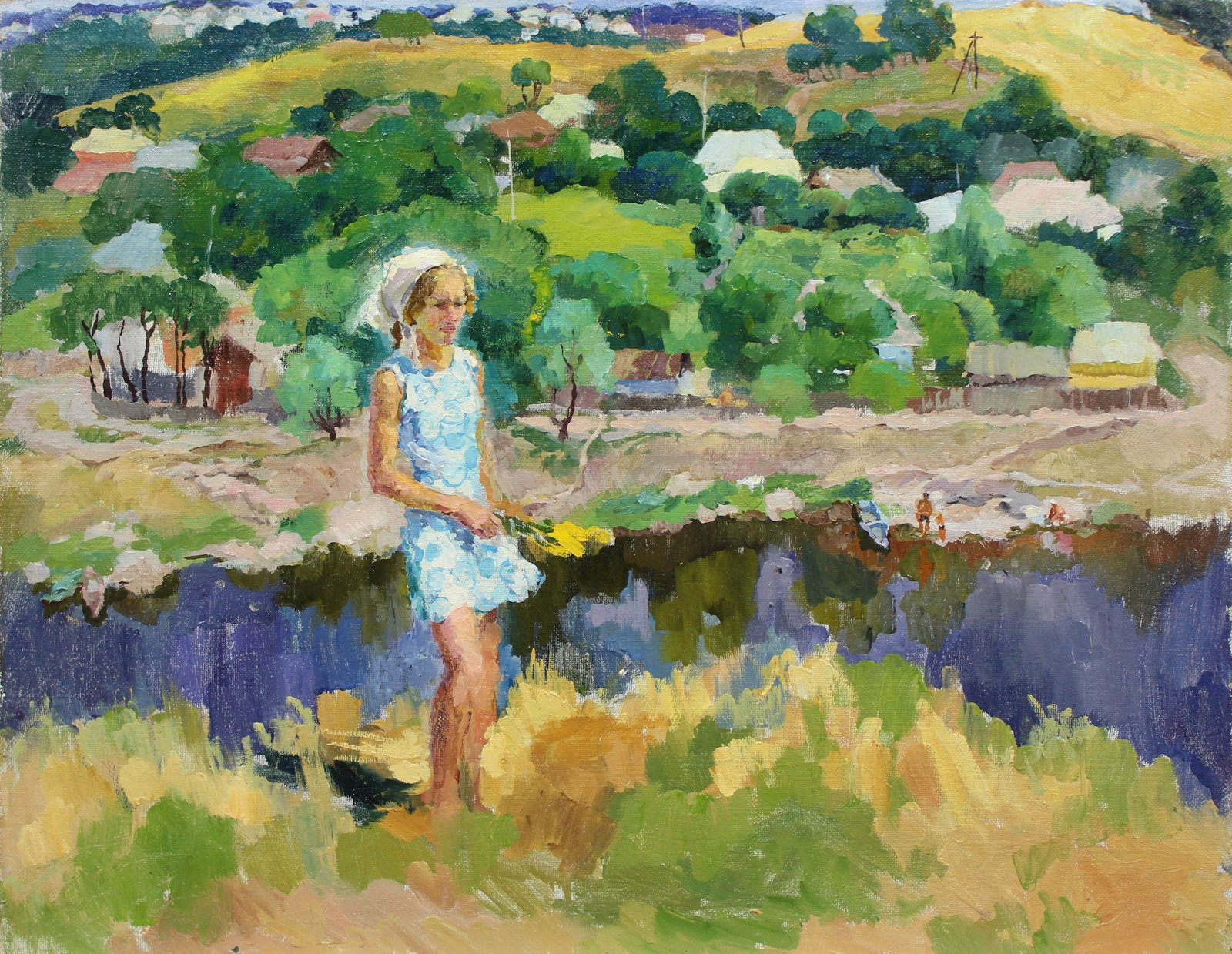 Teslya Lubov (Ukrainian artist), "Summer", oil on canvas: Title: Teslya Lubov (Ukrainian artist), "Summer", oil on canvas Description: ARTIST: Teslya Lubov Ivanivna, Ukrainian artist TITLE: "Summer" SIZE: 62 x 74 cm, (24 2/4 x 29 1/4 in.) MEDIUM: oil on