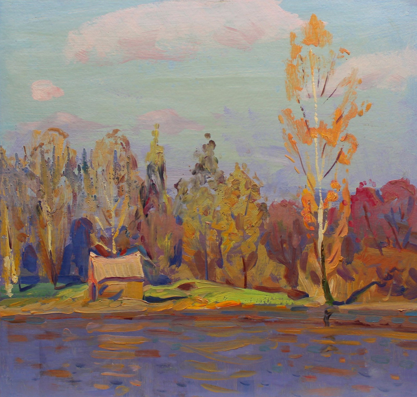 Tyukha Ivan (Ukrainian artist), "The first warm days", oil on cardboard (1 of 3)