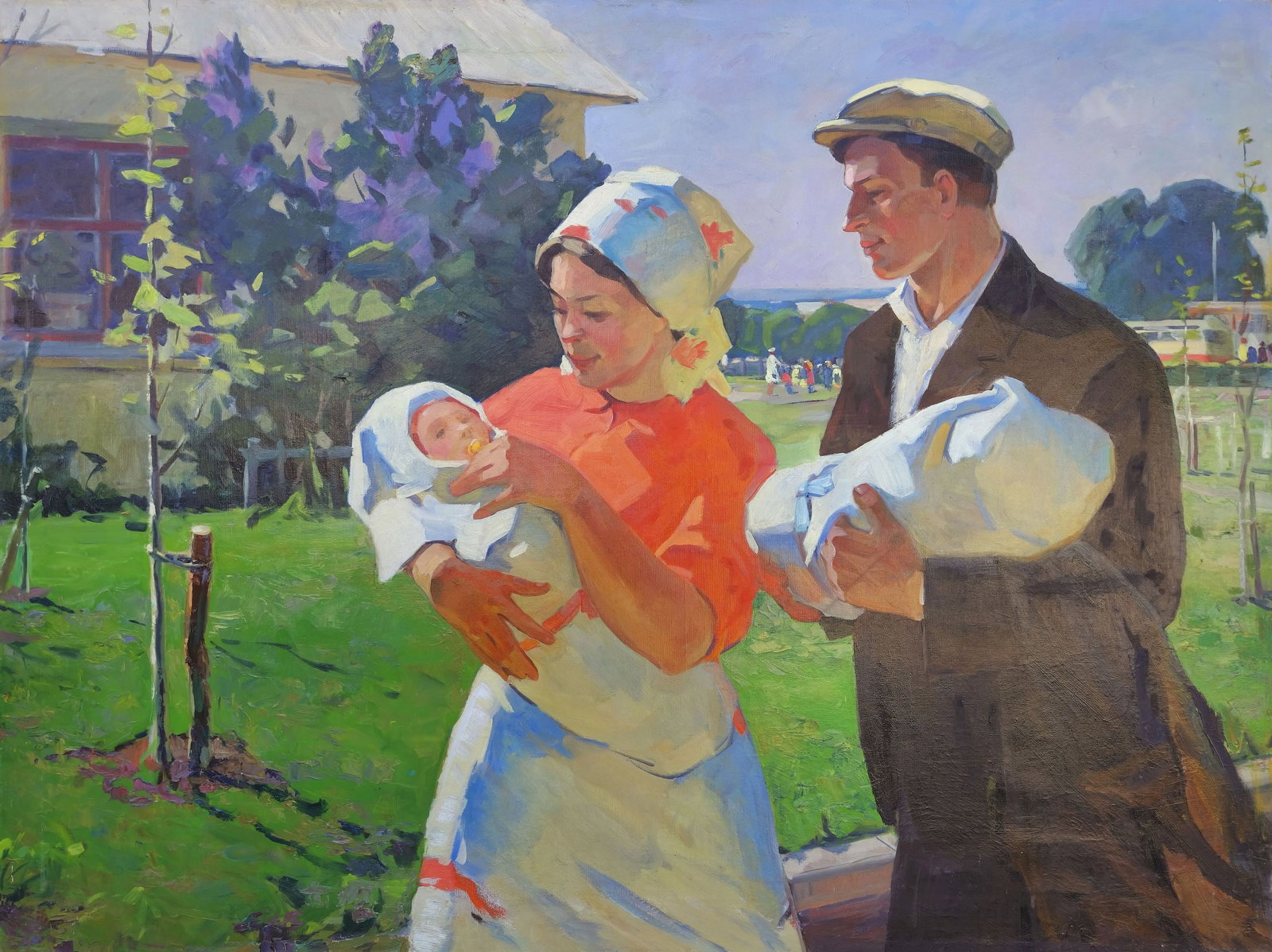 Sogoyan Vira (Ukrainian artist), "Young parents. Twins", oil on canvas (1 of 5)