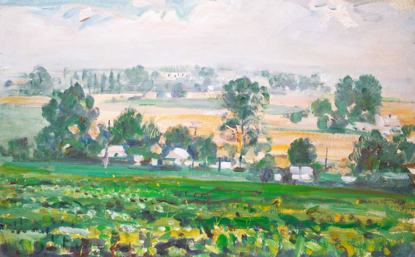 Makatukha Vasyl (Ukrainian artist), "Laundry / home village (two-sided)", oil on cardboard - 2