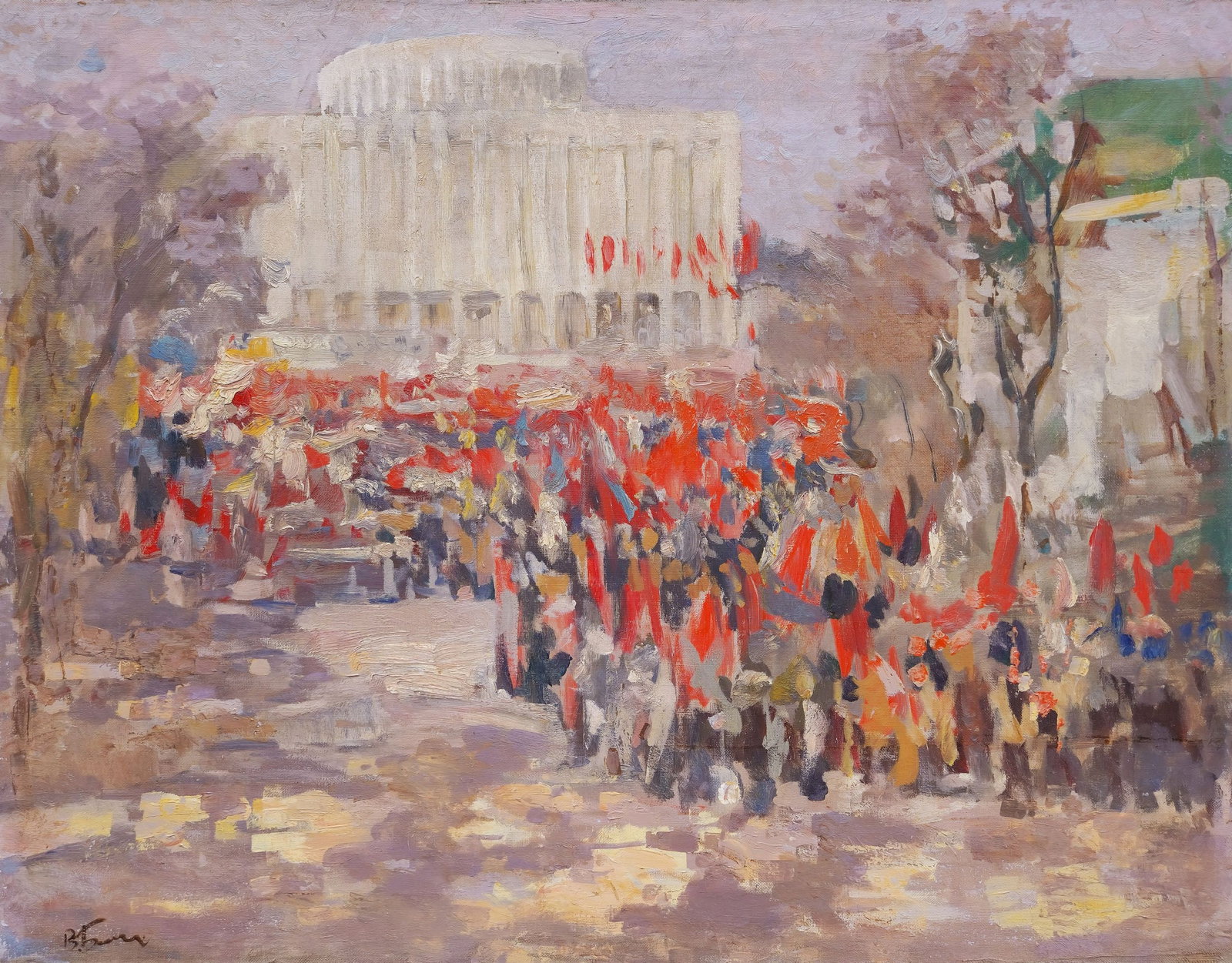 Babentsov Viktor (Ukrainian artist), "Holiday in Kyiv", oil on canvas: Title: Babentsov Viktor (Ukrainian artist), "Holiday in Kyiv", oil on canvas Description: ARTIST: Babentsov Viktor Volodymyrovych, Ukrainian artist TITLE: "Holiday in Kyiv" SIZE: 100 x 125 cm, (39 1/4