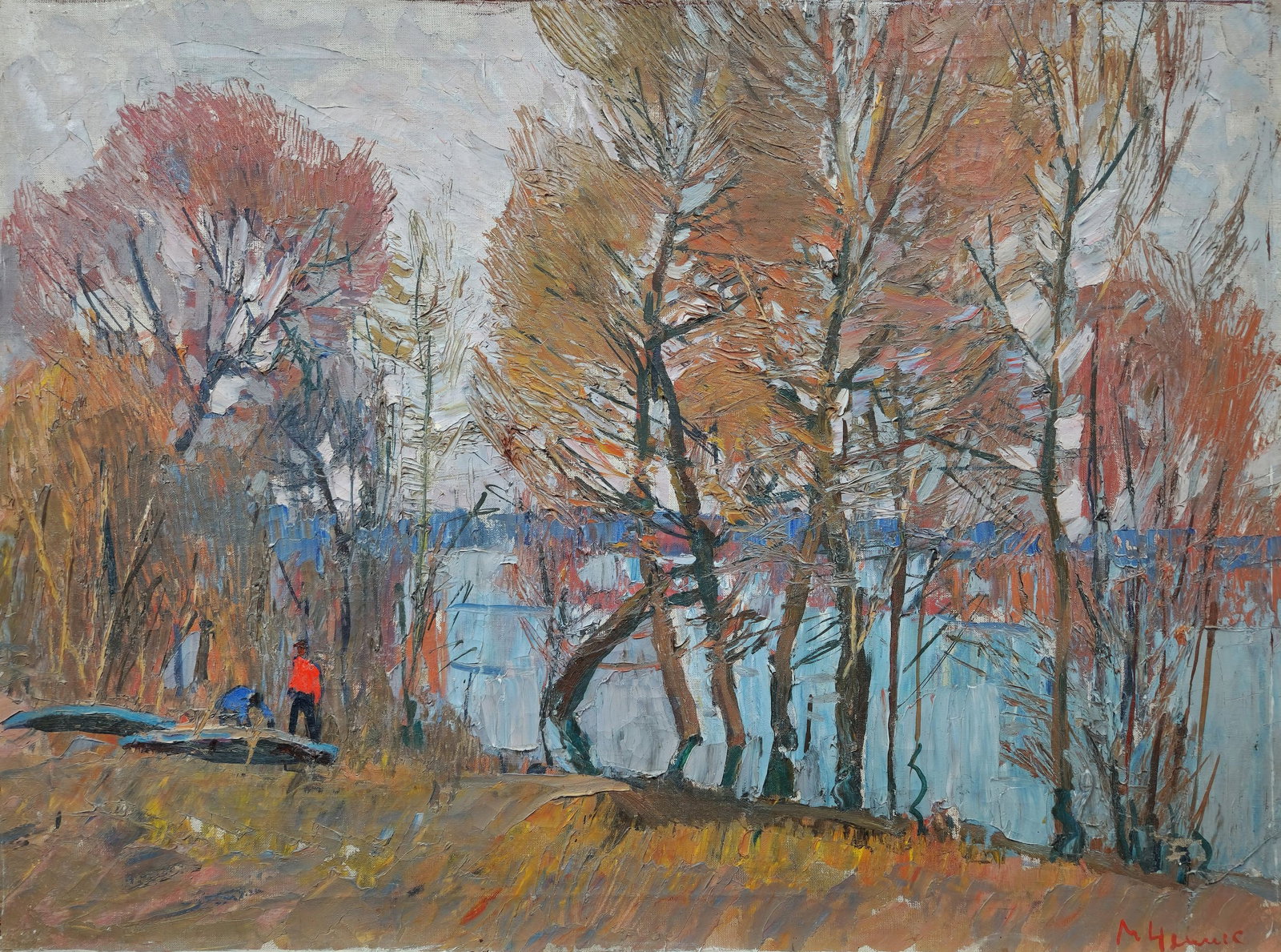 Chepik Mykhaylo (Ukrainian artist), "Gray day", oil on canvas: Title: Chepik Mykhaylo (Ukrainian artist), "Gray day", oil on canvas Description: ARTIST: Chepik Mykhaylo Maksimovich, Ukrainian artist TITLE: "Gray day" SIZE: 60 x 80 cm, (23 2/4 x 31 2/4 in.) MEDIUM