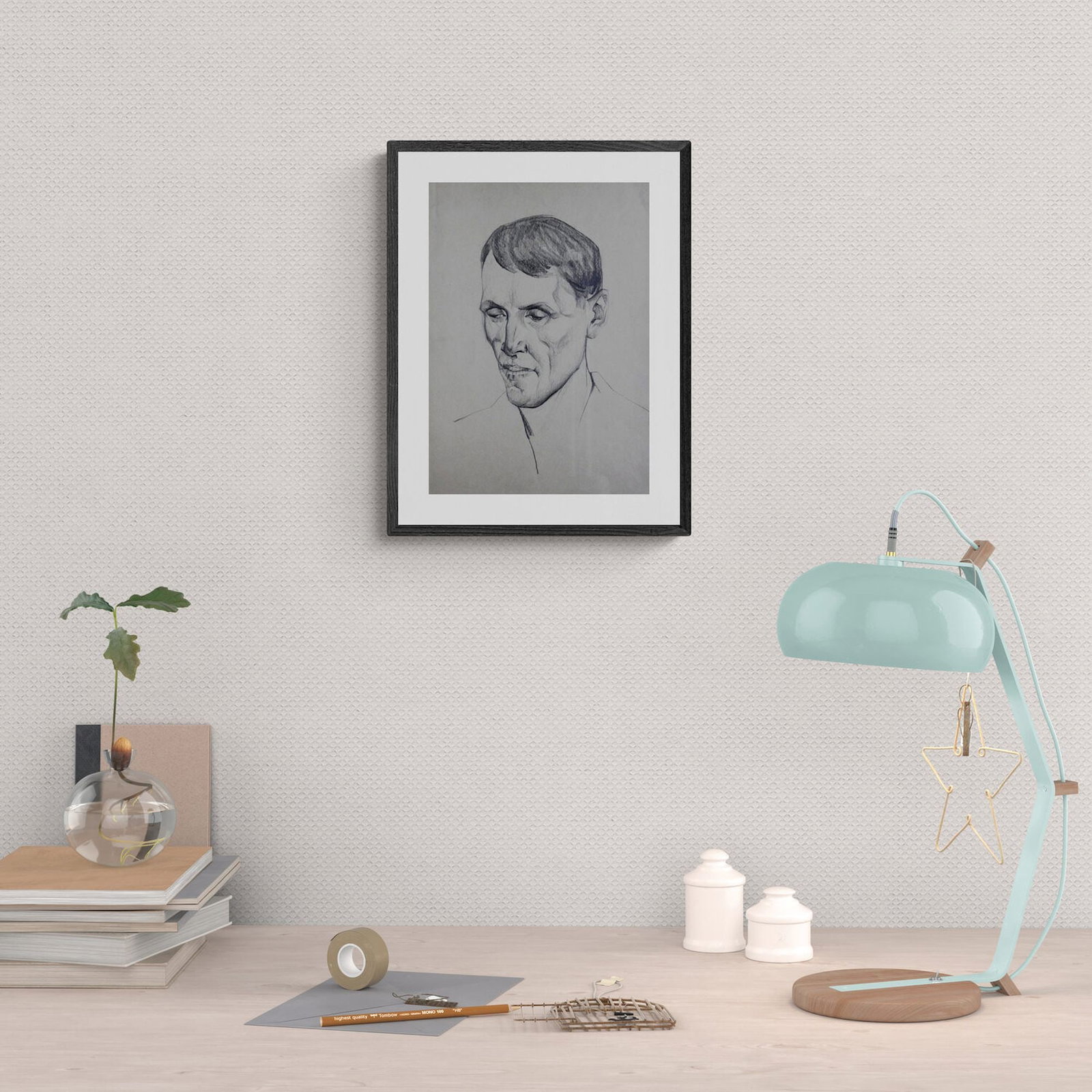 Mynka Olexandr (Ukrainian artist), "Etude. The man's head 2", pencil on paper - 2