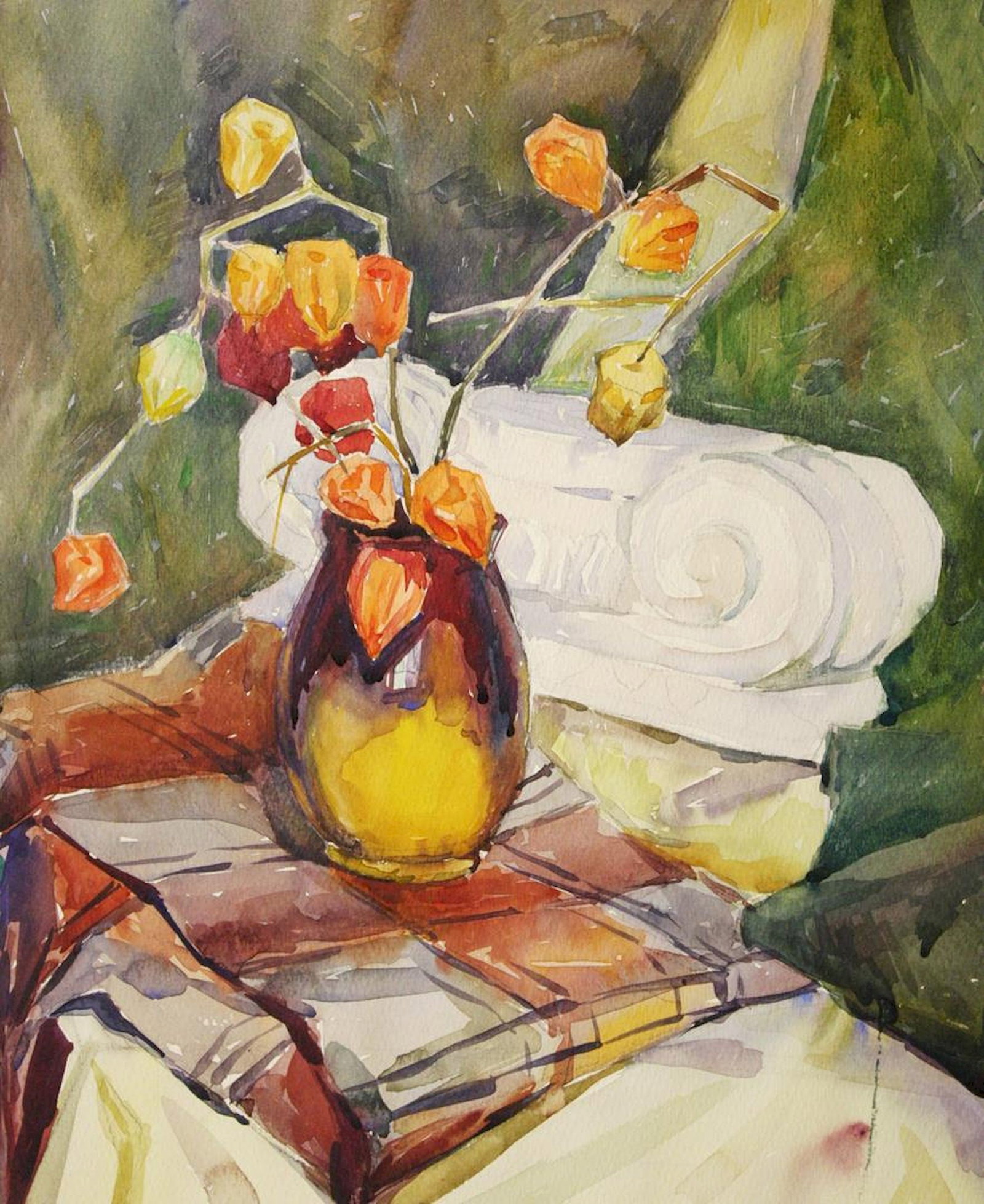 Khorenko Volodymir (Ukrainian artist), "Still life with vase", watercolor on paper (1 of 2)