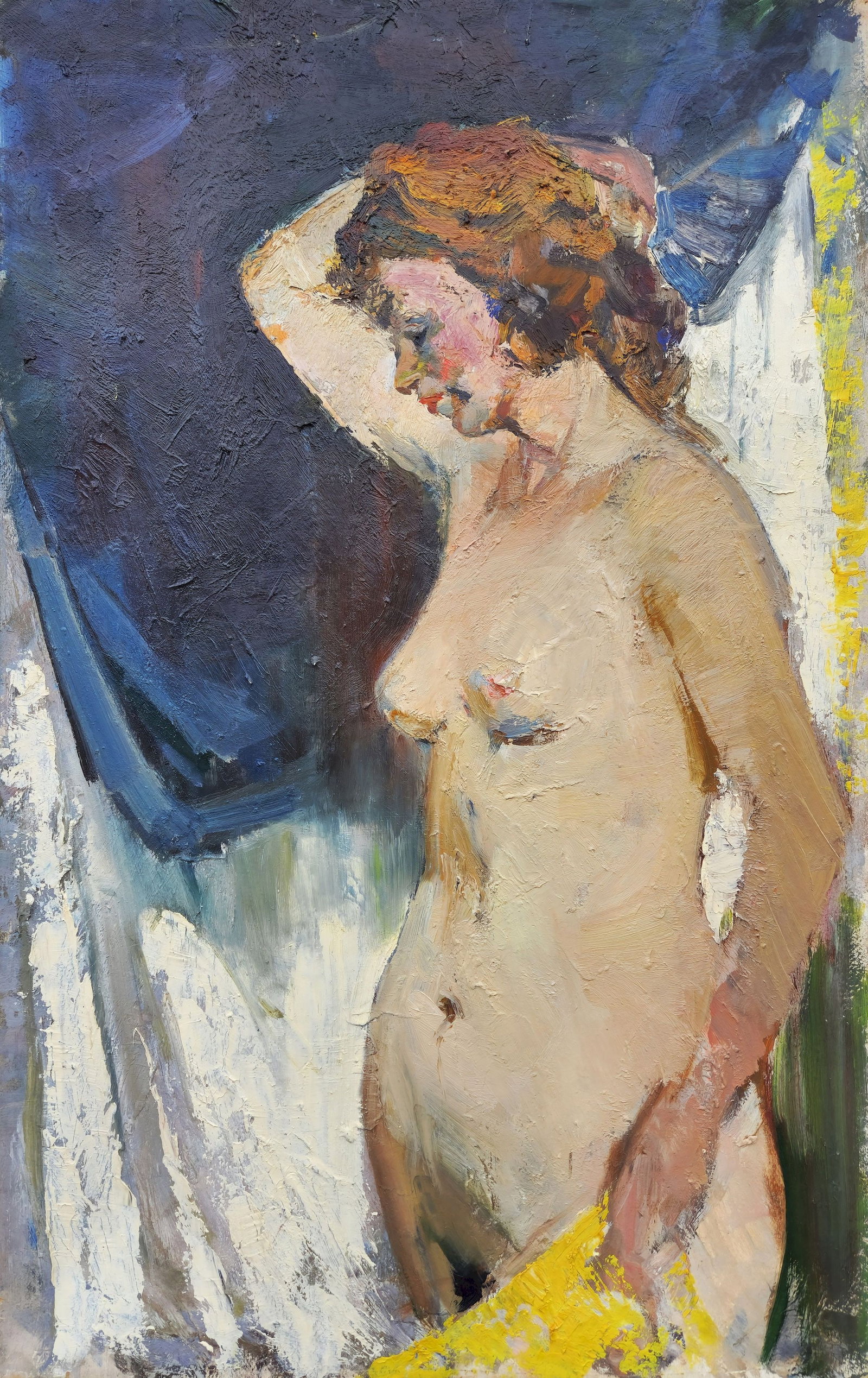 Sukhorukikh Anatoly (Ukrainian artist), "Female portrait", oil on canvas: Title: Sukhorukikh Anatoly (Ukrainian artist), "Female portrait", oil on canvas Description: ARTIST: Sukhorukikh Anatoly Ivanovich, Ukrainian artist TITLE: "Female portrait" SIZE: 110 x 70 cm, (43