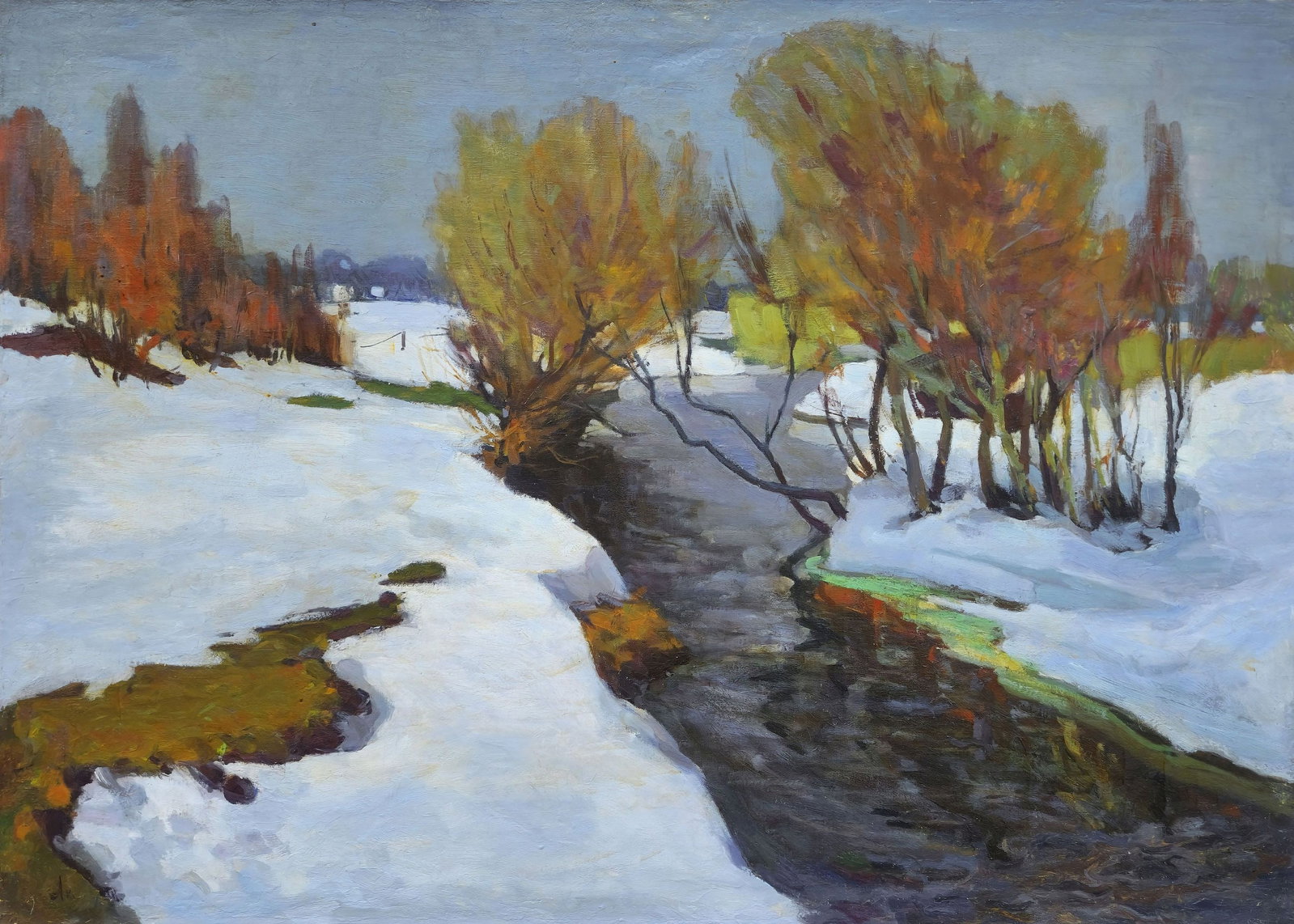 Akinshin Mykhaylo (Ukrainian artist), "The beginning of spring", oil on canvas: Title: Akinshin Mykhaylo (Ukrainian artist), "The beginning of spring", oil on canvas Description: ARTIST: Akinshin Mykhaylo Vasilovich, Ukrainian artist TITLE: "The beginning of spring" SIZE: 114 x 1
