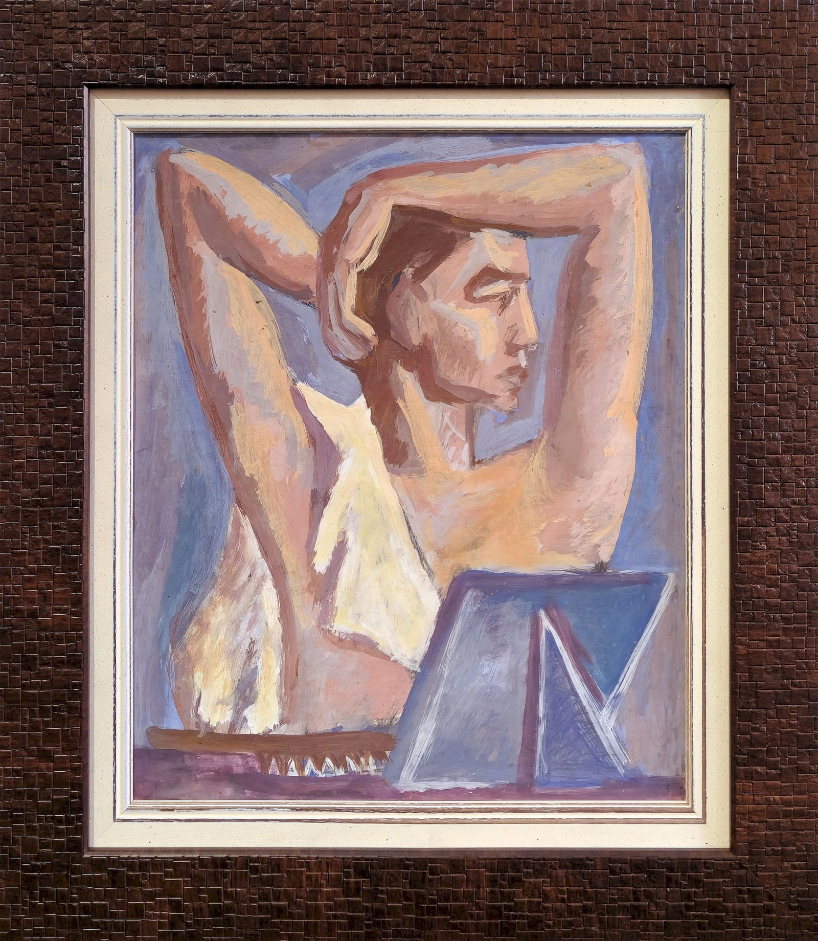 Lah Rostislav (Ukrainian artist), "In front of the mirror", tempera on cardboard: Title: Lah Rostislav (Ukrainian artist), "In front of the mirror", tempera on cardboard Description: ARTIST: Lah Rostislav Ivanovich, Ukrainian artist TITLE: "In front of the mirror" SIZE: 46 x 38