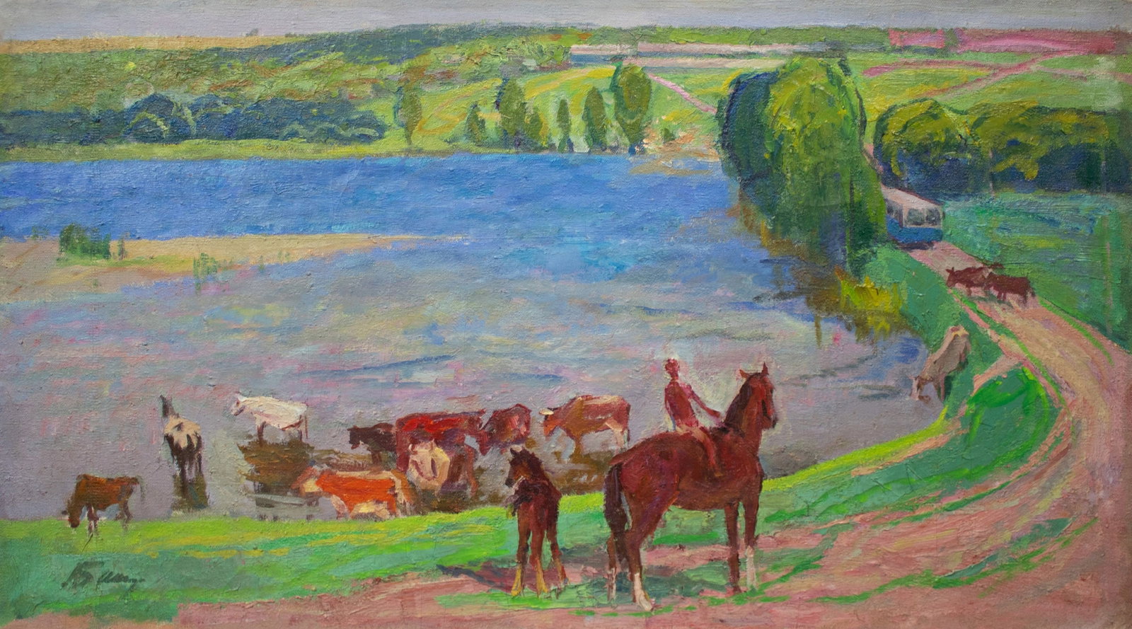 Bashkevich Anatoly (Ukrainian artist), "Kochubeevka", oil on canvas: Title: Bashkevich Anatoly (Ukrainian artist), "Kochubeevka", oil on canvas Description: ARTIST: Bashkevich Anatoly Andriyovich, Ukrainian artist TITLE: "Kochubeevka" SIZE: 69 x 125 cm, (27 1/4 x 49 1/