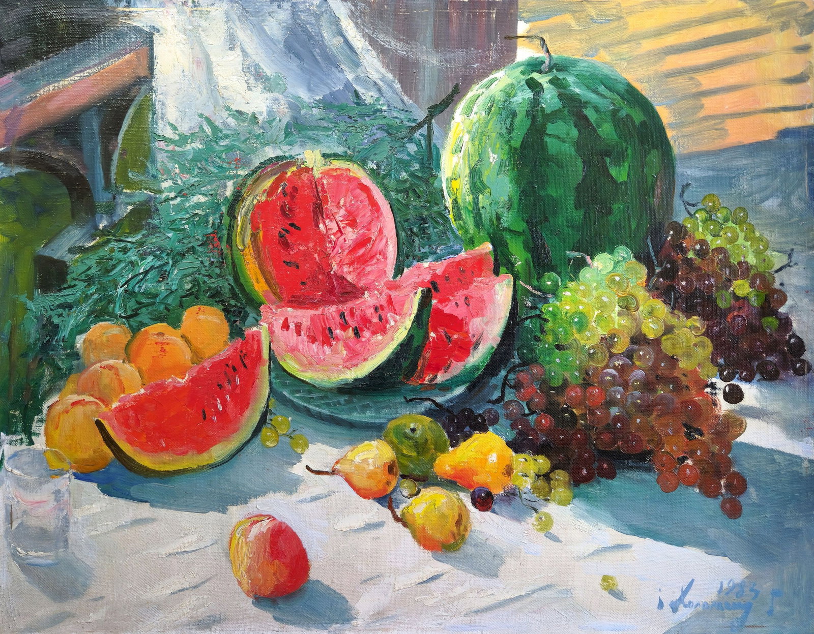 Holomenuk Ivan (Ukrainian artist), "Still life with watermelon", oil on canvas (1 of 5)